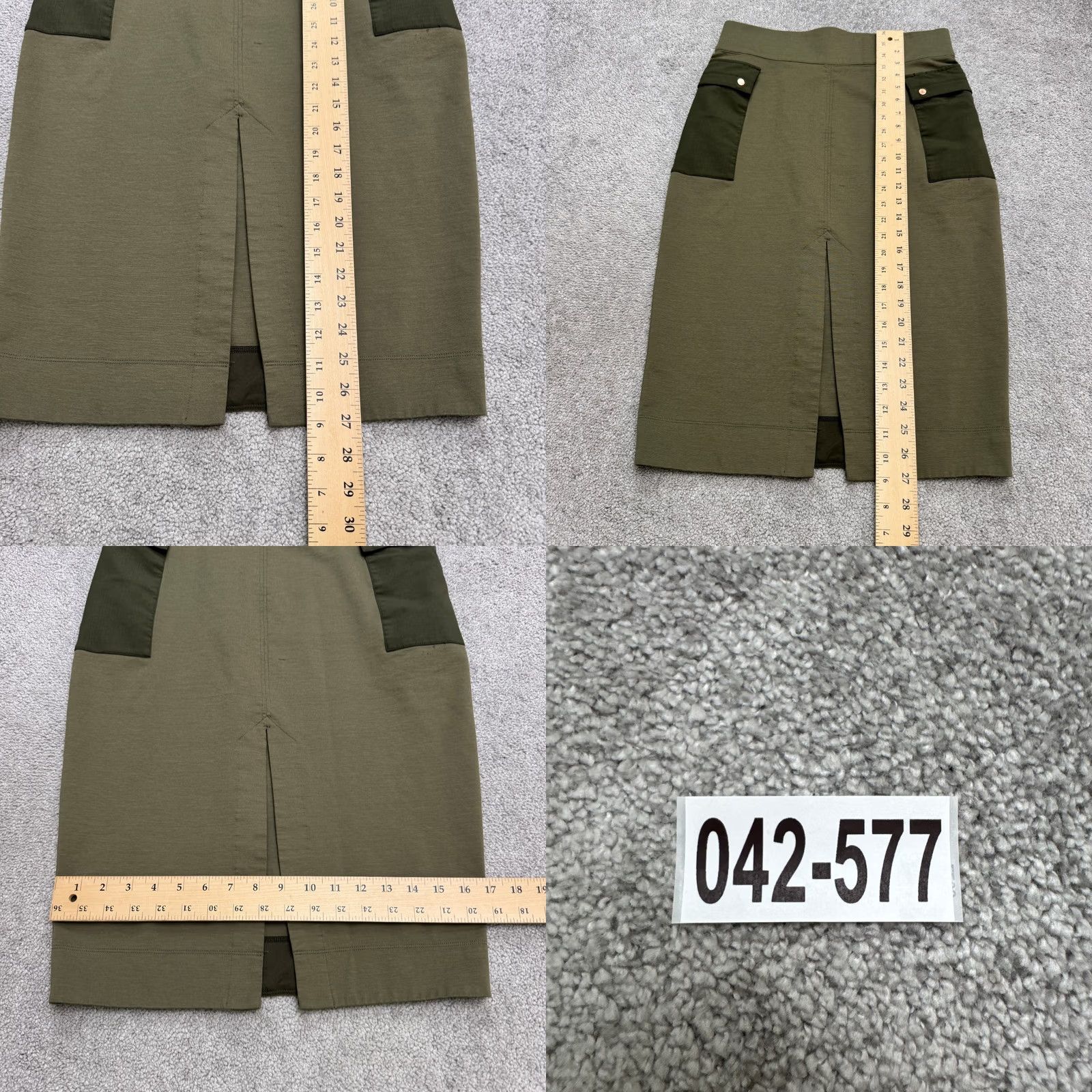 Olive Kit And Ace Skirt Womens 8 Olive Green Pencil Cashmere Silk Utility Tech Cargo Size 30" / US 8 / IT 44 - 10 Thumbnail