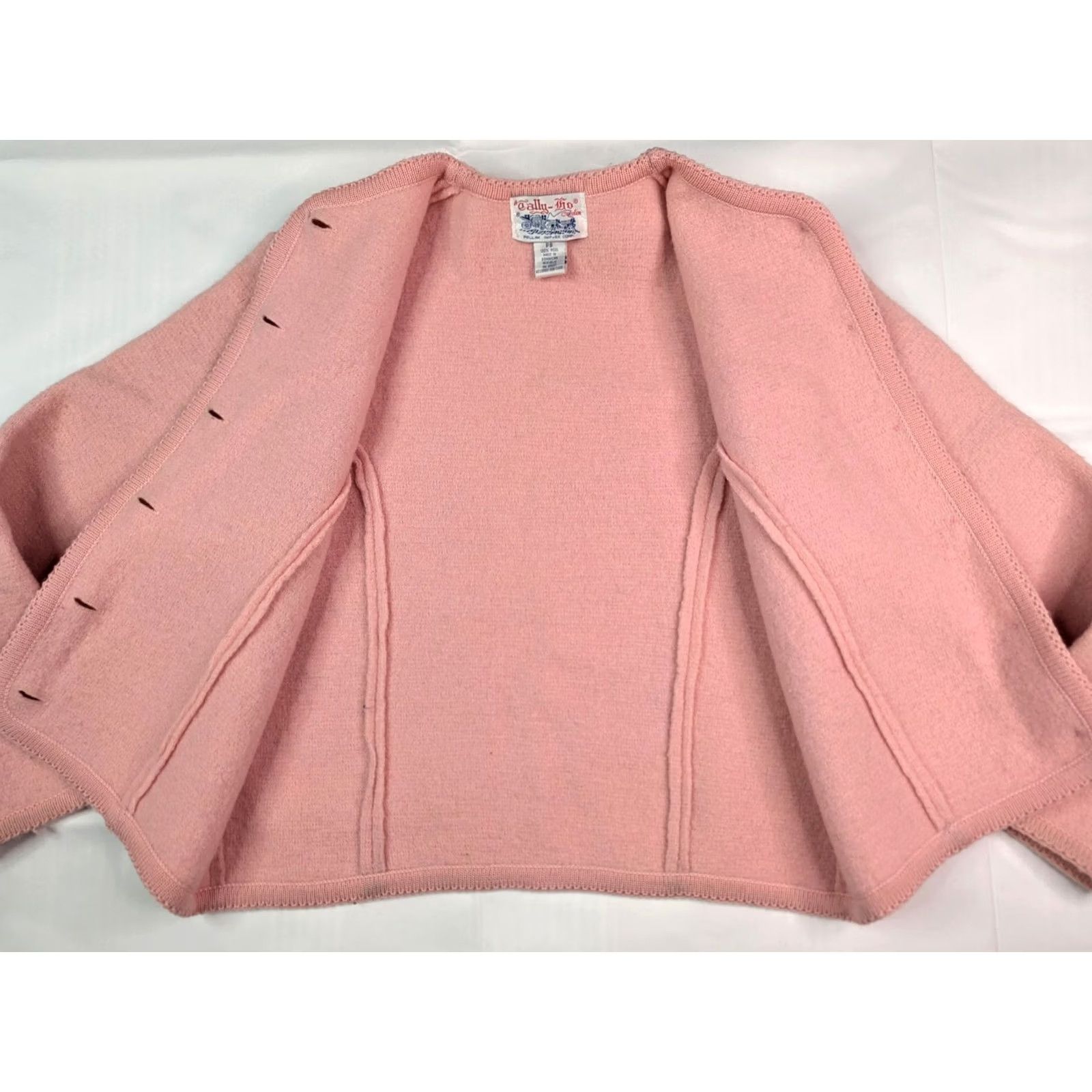 Pinko VINTAGE Tally-Ho Cardigan Wool Sweater Womens PS Pink Buttons 80s 90s Emo Goth Grunge Classic Knit V-Neck Cardigan Womens Size S / US 4 / IT 40 - 7 Thumbnail
