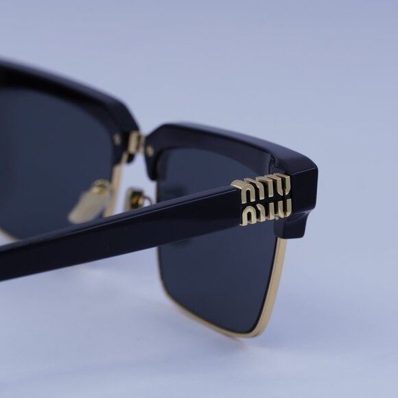 Miu Miu Miu Miu MU10ZS 1AB5S0 Sunglasses Black\Gold Browline Frame Size ONE SIZE - 6 Thumbnail
