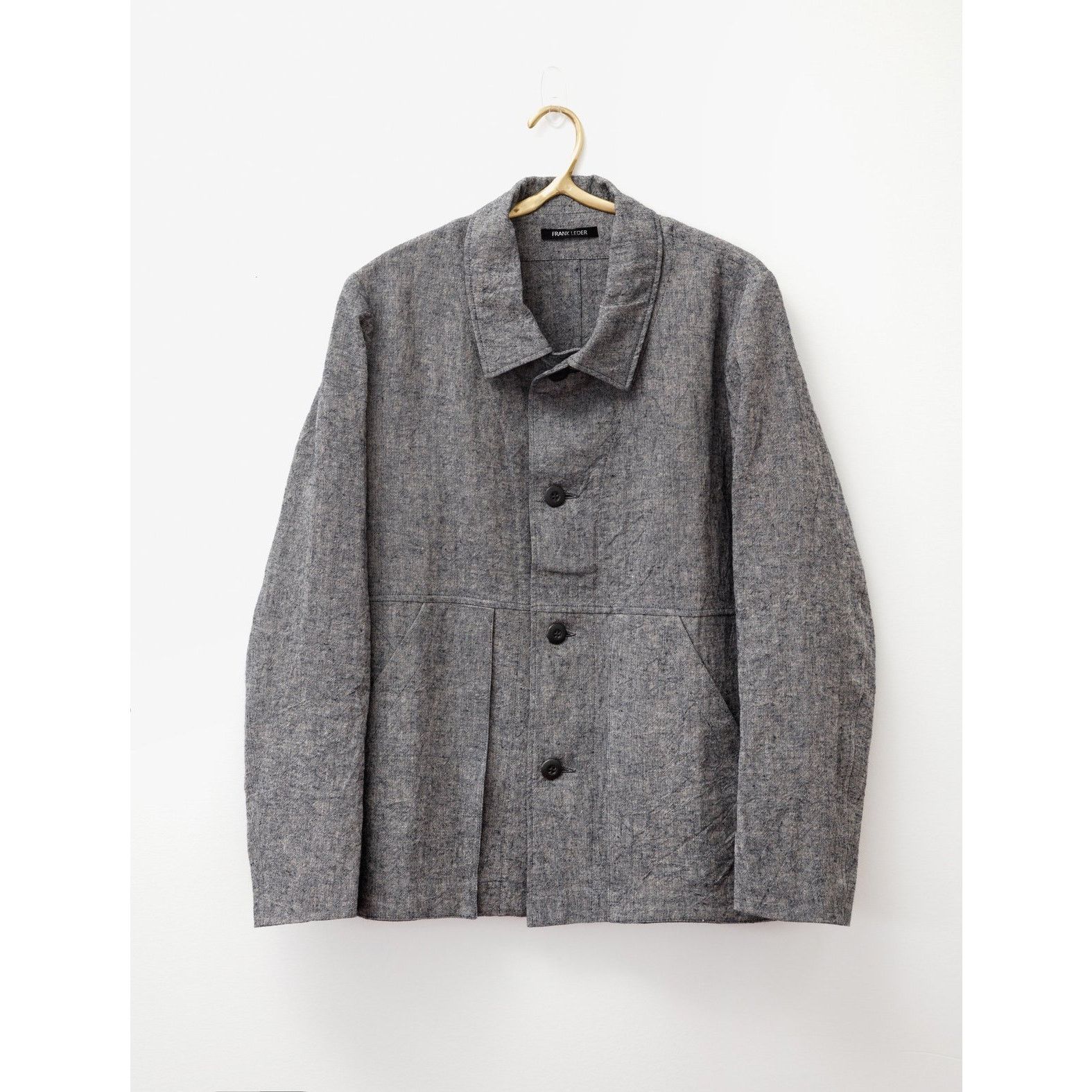 Frank Leder Work Jacket Grey Blue Textured Linen Chore - L NWT $490 Size US L / EU 52-54 / 3 - 1 Thumbnail