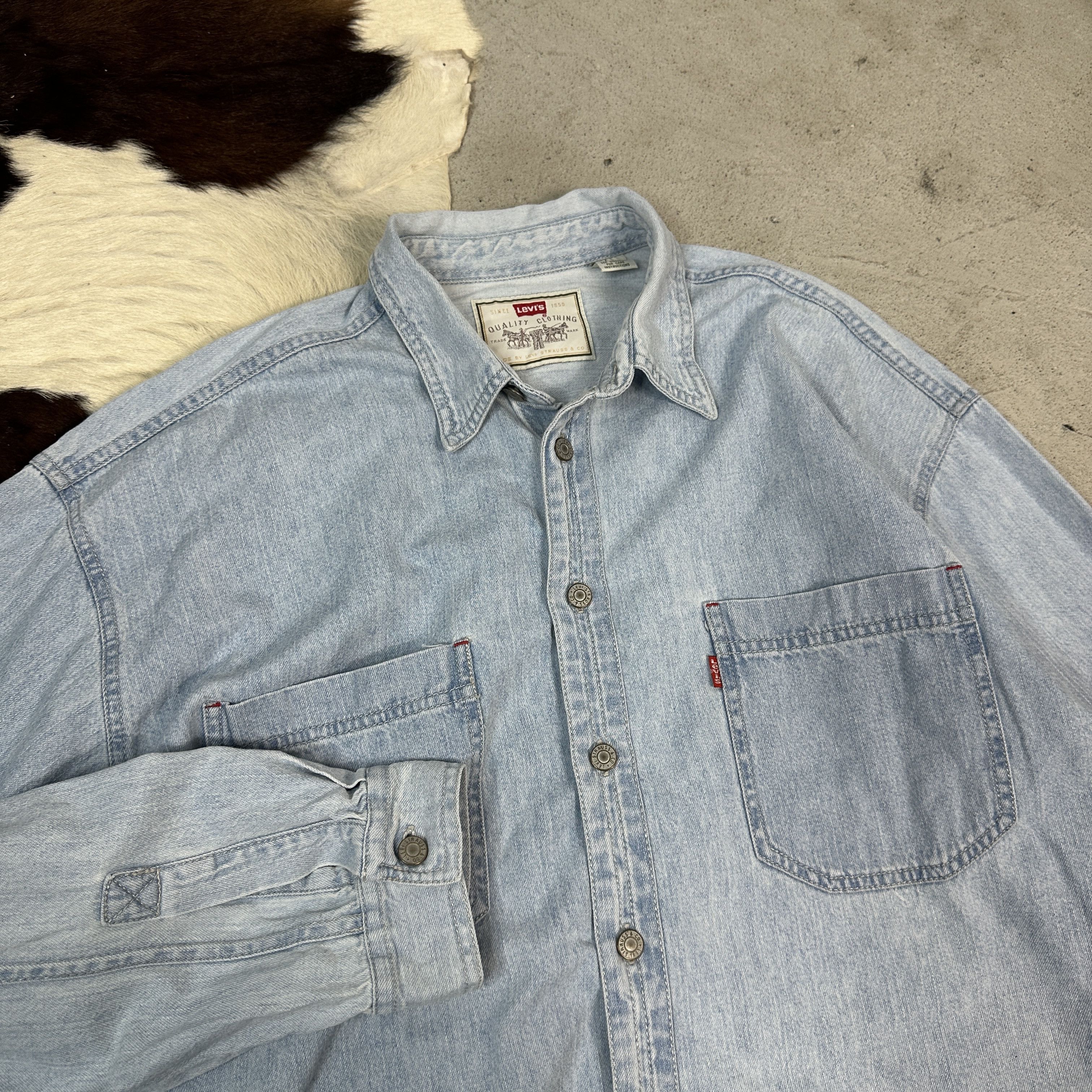Levi's × Vintage Vintage Denim Casual Y2K Overshirt Levi’s Shirt Size US L / EU 52-54 / 3 - 2 Thumbnail
