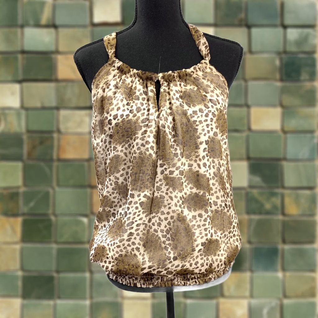 Vintage VINTAGE Daytrip Women's M Leopard Smocked Shirt T-Back Mob Wife Y2K Size M / US 6-8 / IT 42-44 - 1 Thumbnail