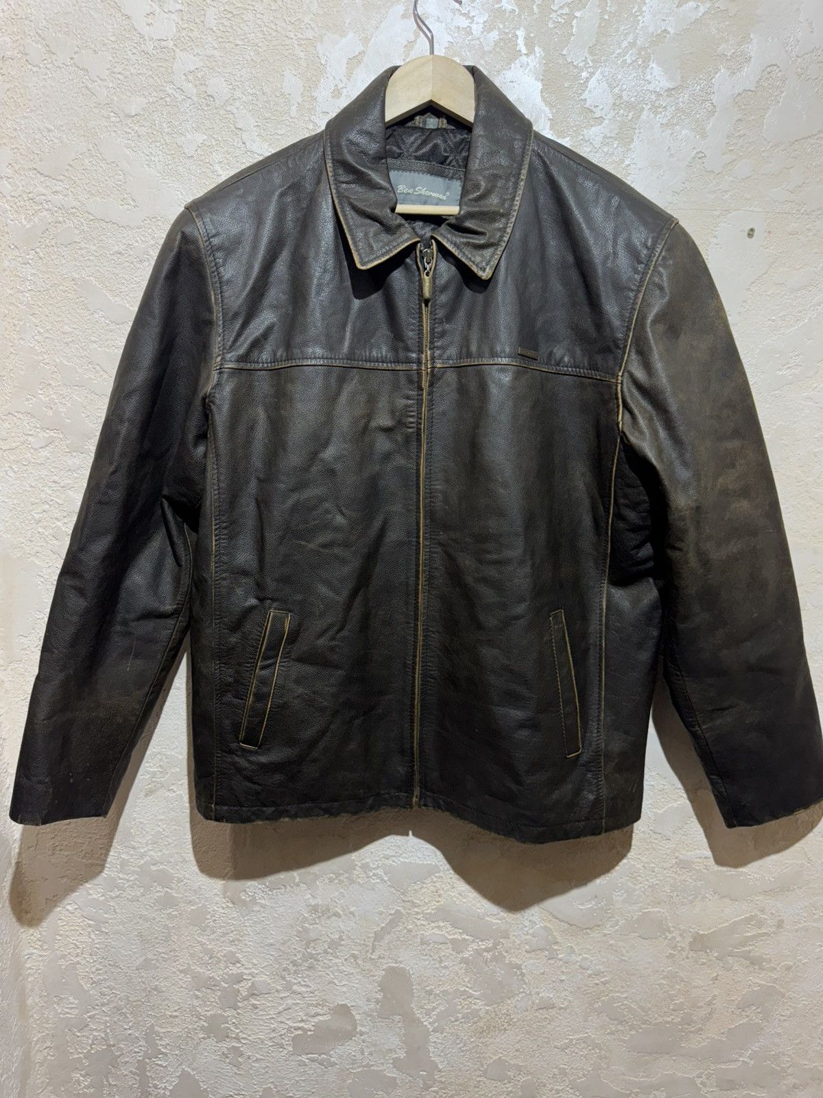 Ben Sherman Ben Sherman Vintage Heavy Faded Leather Jacket Size XL Size US XL / EU 56 / 4 - 1 Thumbnail