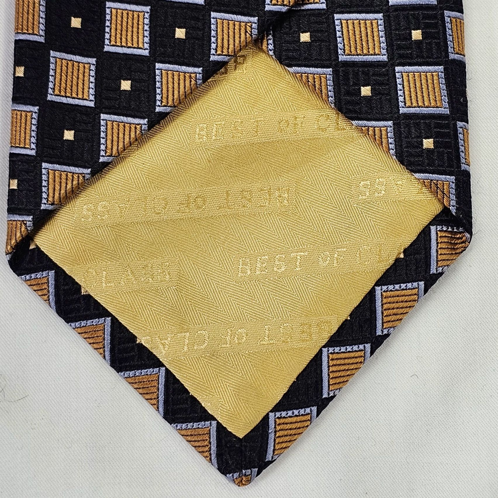 Robert Talbott VINTAGE Robert Talbott Silk Tie Best Of Class Geometric Woven Black Gold Blue One Size Classic Mens Size ONE SIZE - 6 Thumbnail