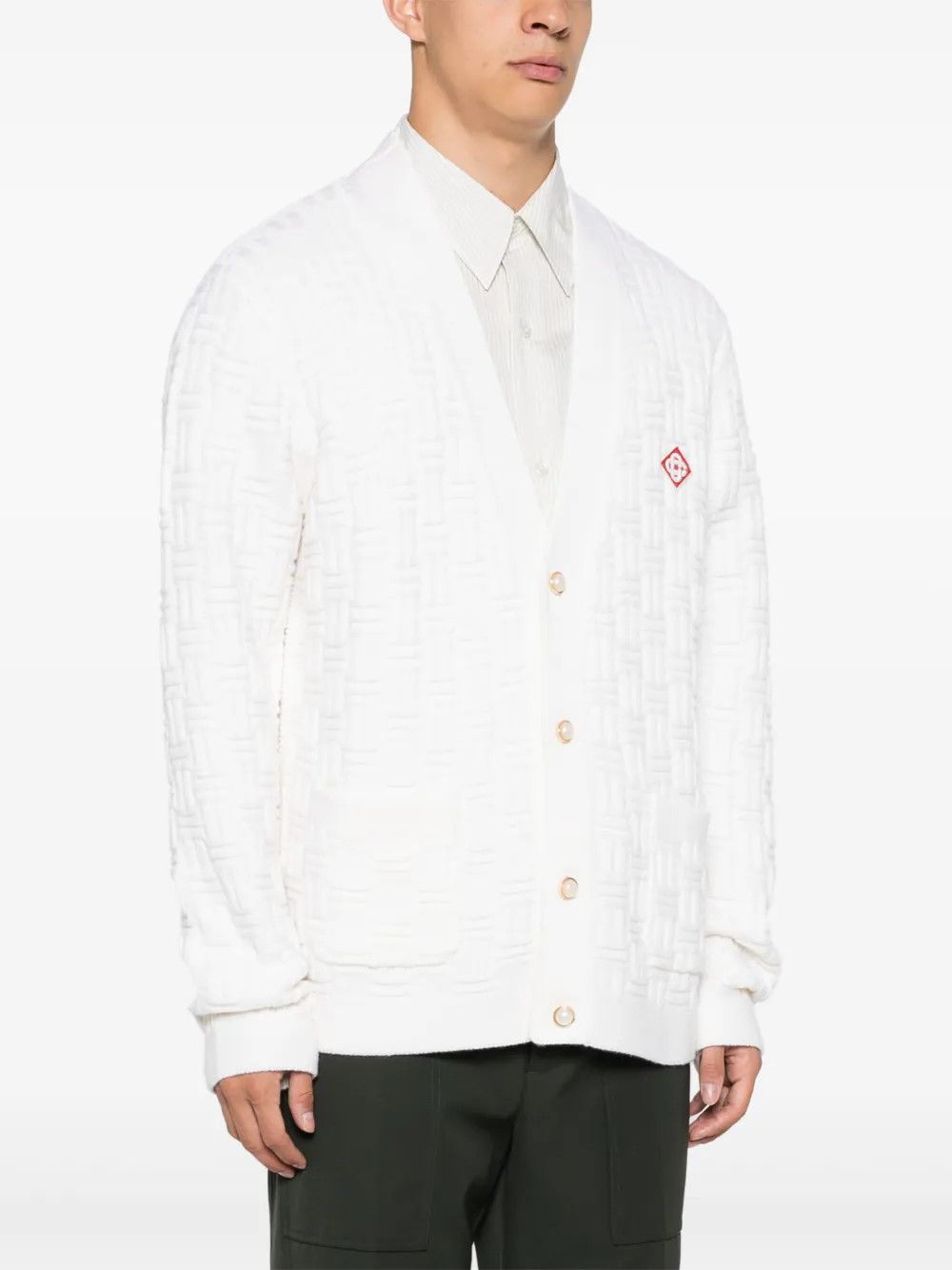 Casablanca o1mle0326 Column Stitch Cardigan in White Size US S / EU 44-46 / 1 - 3 Thumbnail