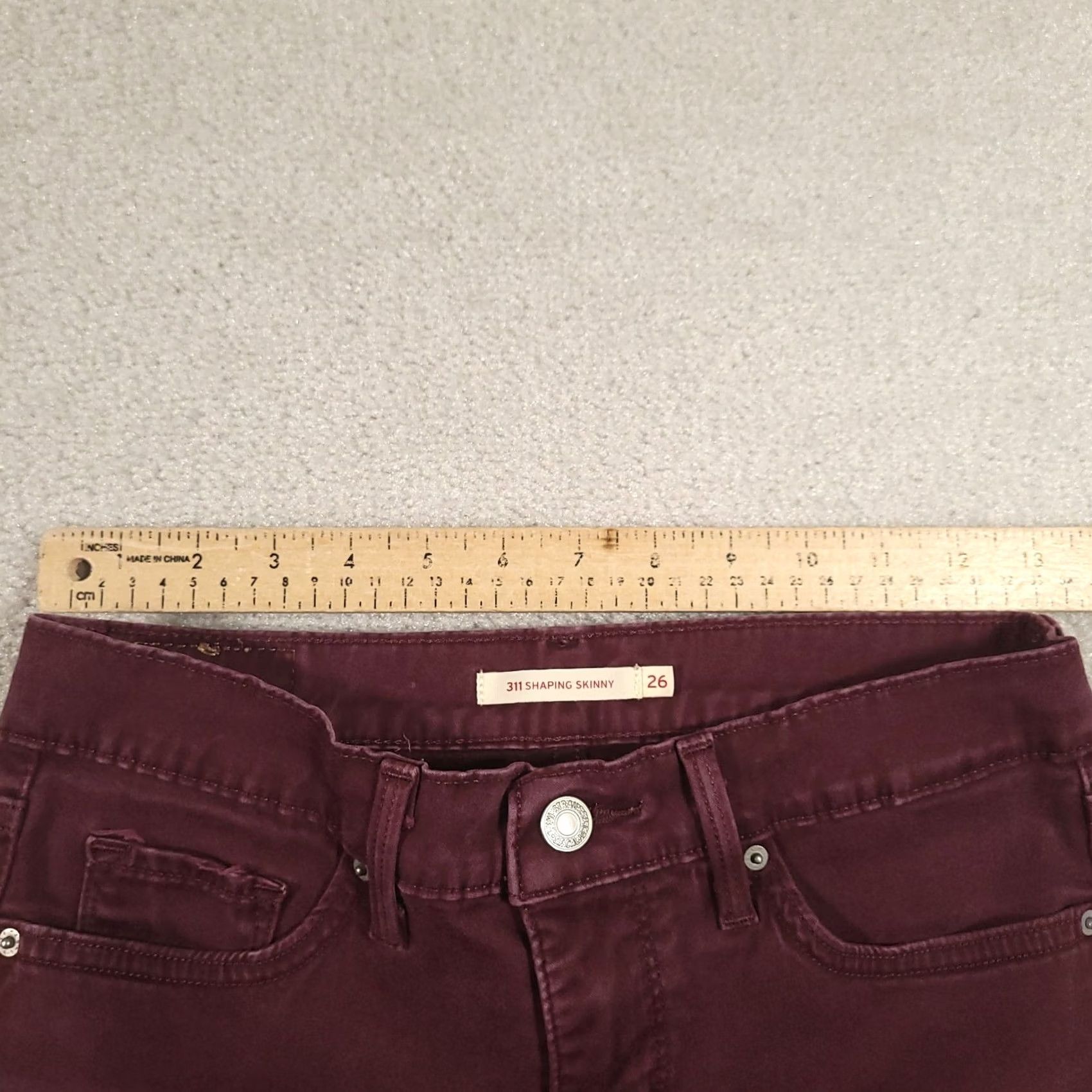 Levi's Levi's 311 Jeans Women's Size 26 Burgundy Mid-Rise Shaping Skinny Denim Size 26" / US 2 / IT 38 - 3 Thumbnail