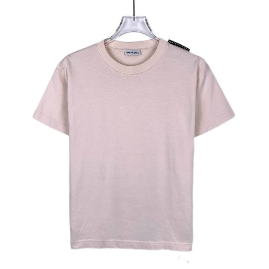 Balenciaga Logo Crewneck Pink Cotton Short Sleeve T-Shirt M