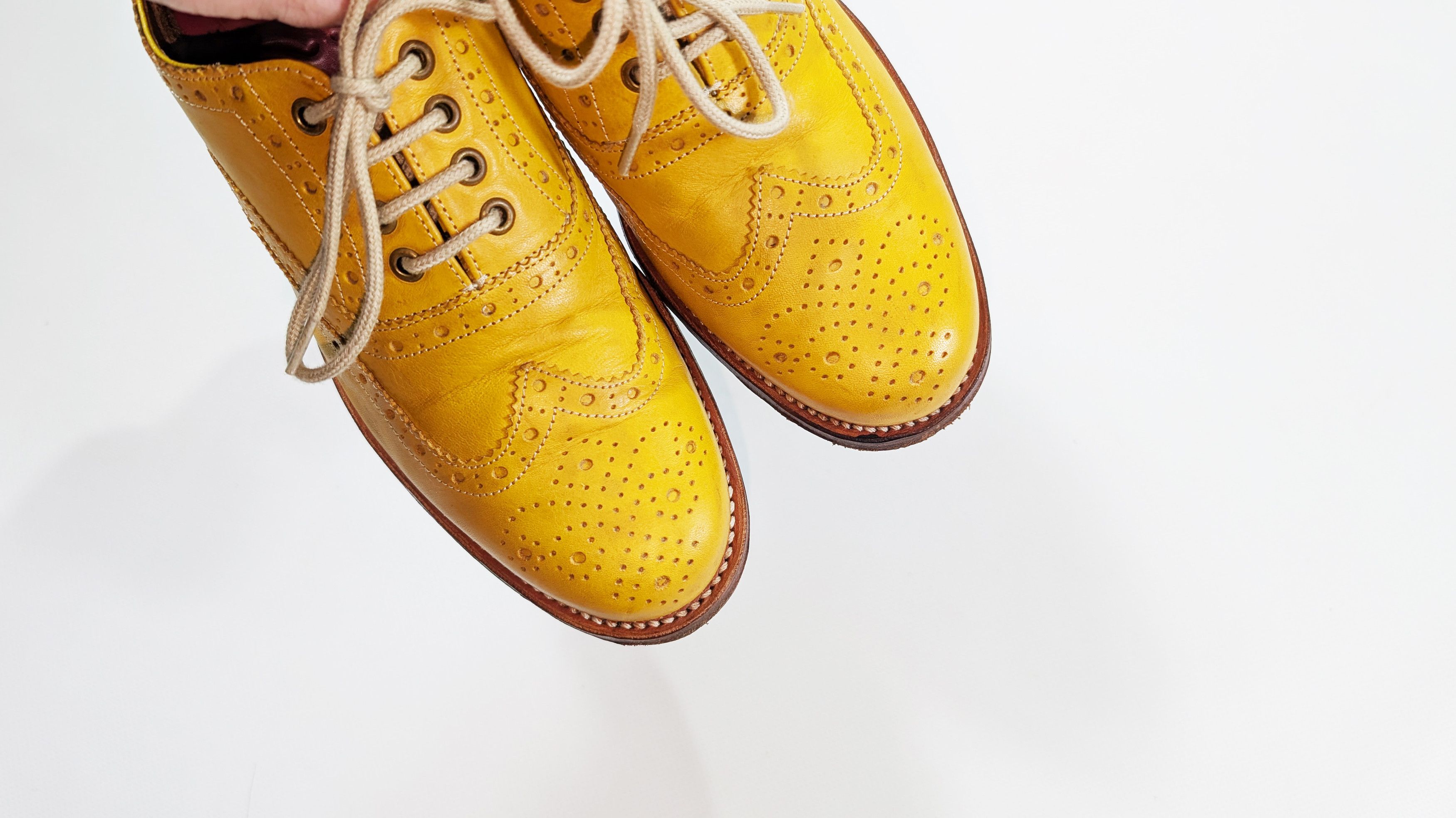 Grenson Grenson England Yellow Leather Lace Up Brogues Size UK5 Size US 7.5 / IT 37.5 - 7 Thumbnail