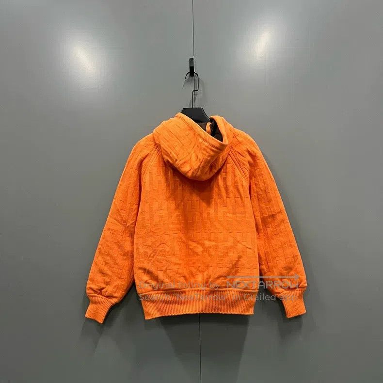 Hermes Hermes Orange wool H textured zipper jacket Size XXS / US 00 / IT 34 - 2 Thumbnail