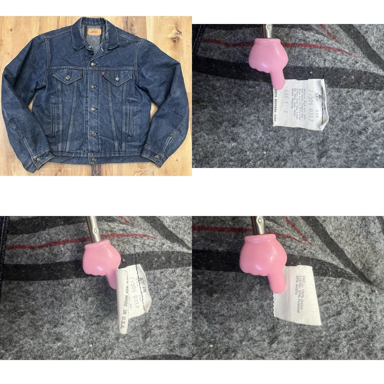 Denime VINTAGE Levi Strauss Denim Jacket Mens 44L Blue USA Lined Denim 71506-0317 Jacket Mens Size US S / EU 44-46 / 1 - 8 Thumbnail