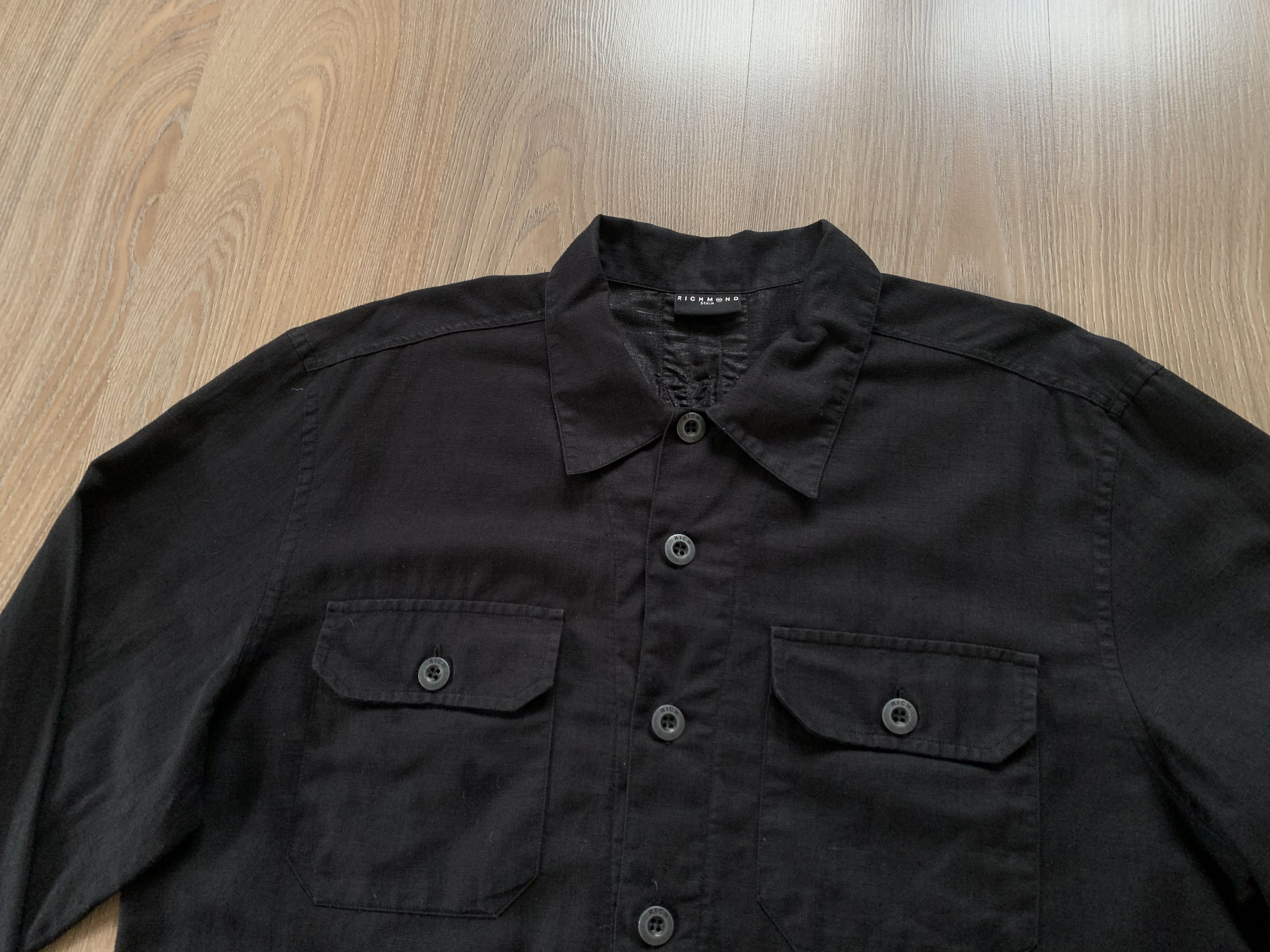John Richmond Men's John Richmond Denim Black Linen Shirt With Embroidery Size US M / EU 48-50 / 2 - 4 Thumbnail