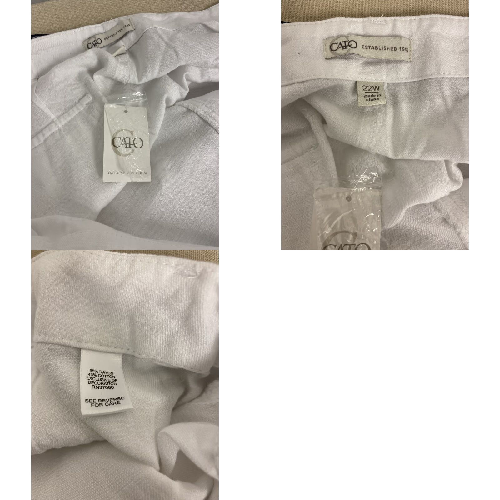 Vintage CATO Premium Women's Casual Pants Plus Size 22W White Summer Pocket NWT Size 40" / US 18 - 8 Thumbnail