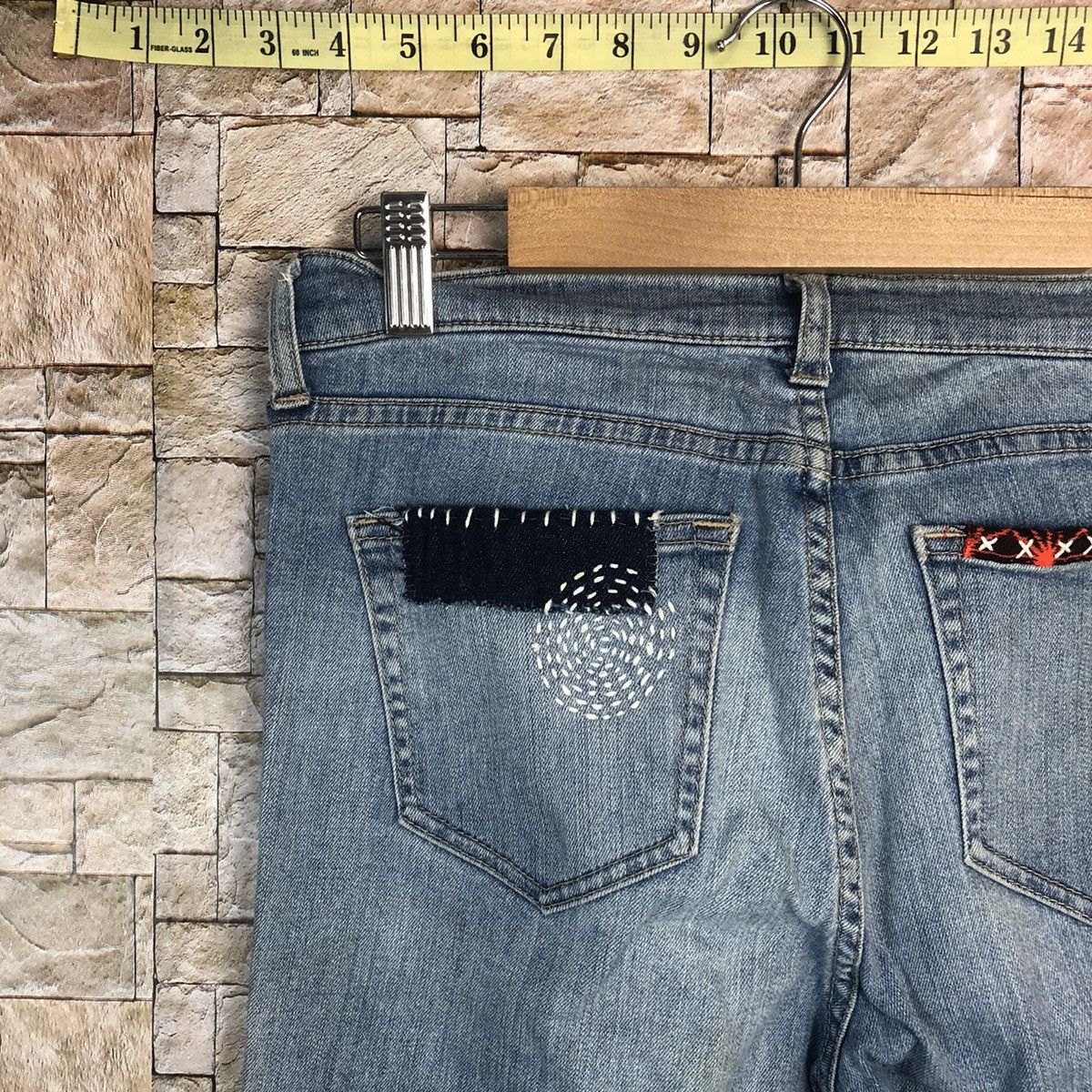 LOWRYS FARM Lowrys Farm sashiko patchwork Blue Denim Pants #A75 Size US 30 / EU 46 - 19 Thumbnail