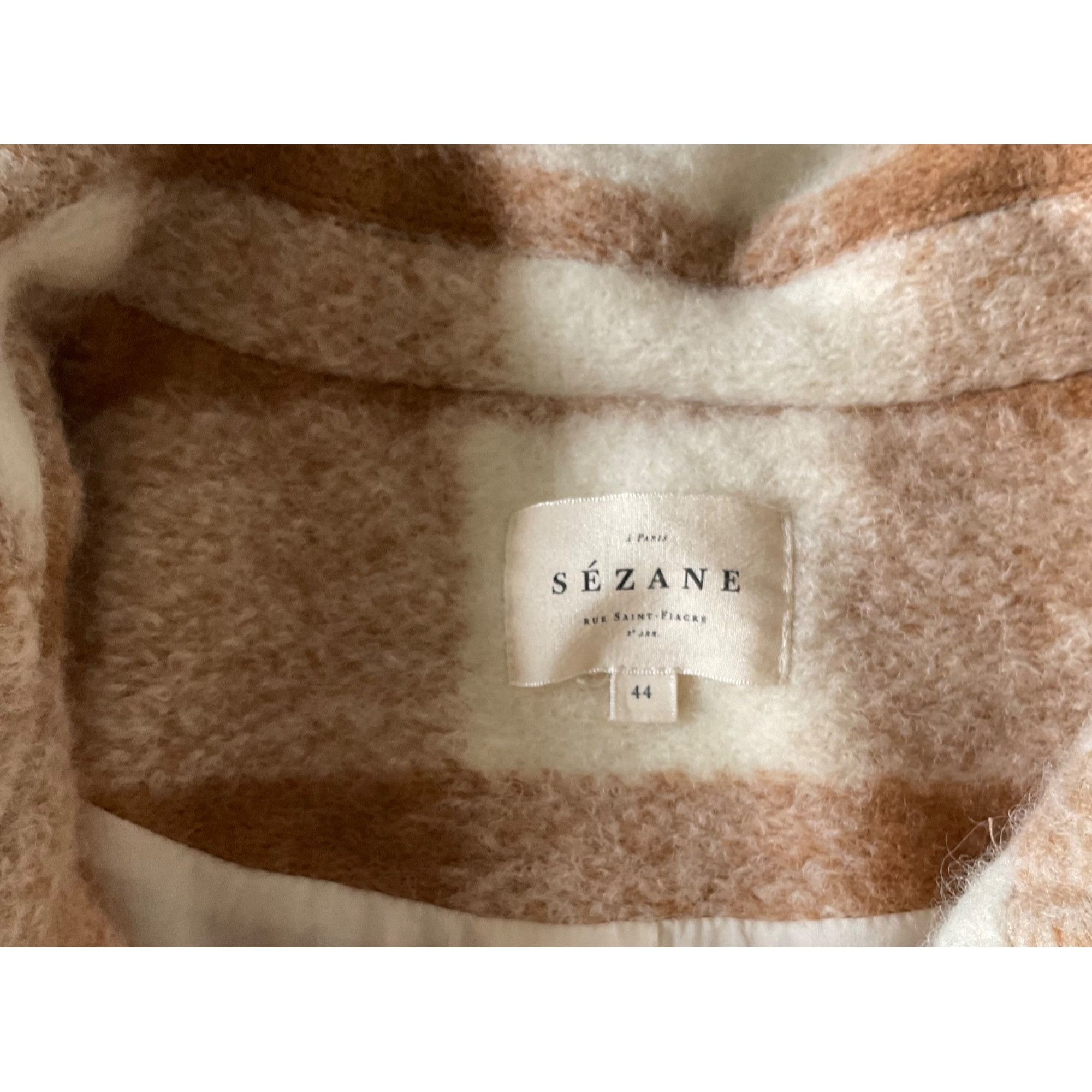 Sezane Sezane Joe coat ecru beige plaid check SZ44 US BEIGE WHITE 1 Size XL / US 12-14 / IT 48-50 - 4 Thumbnail