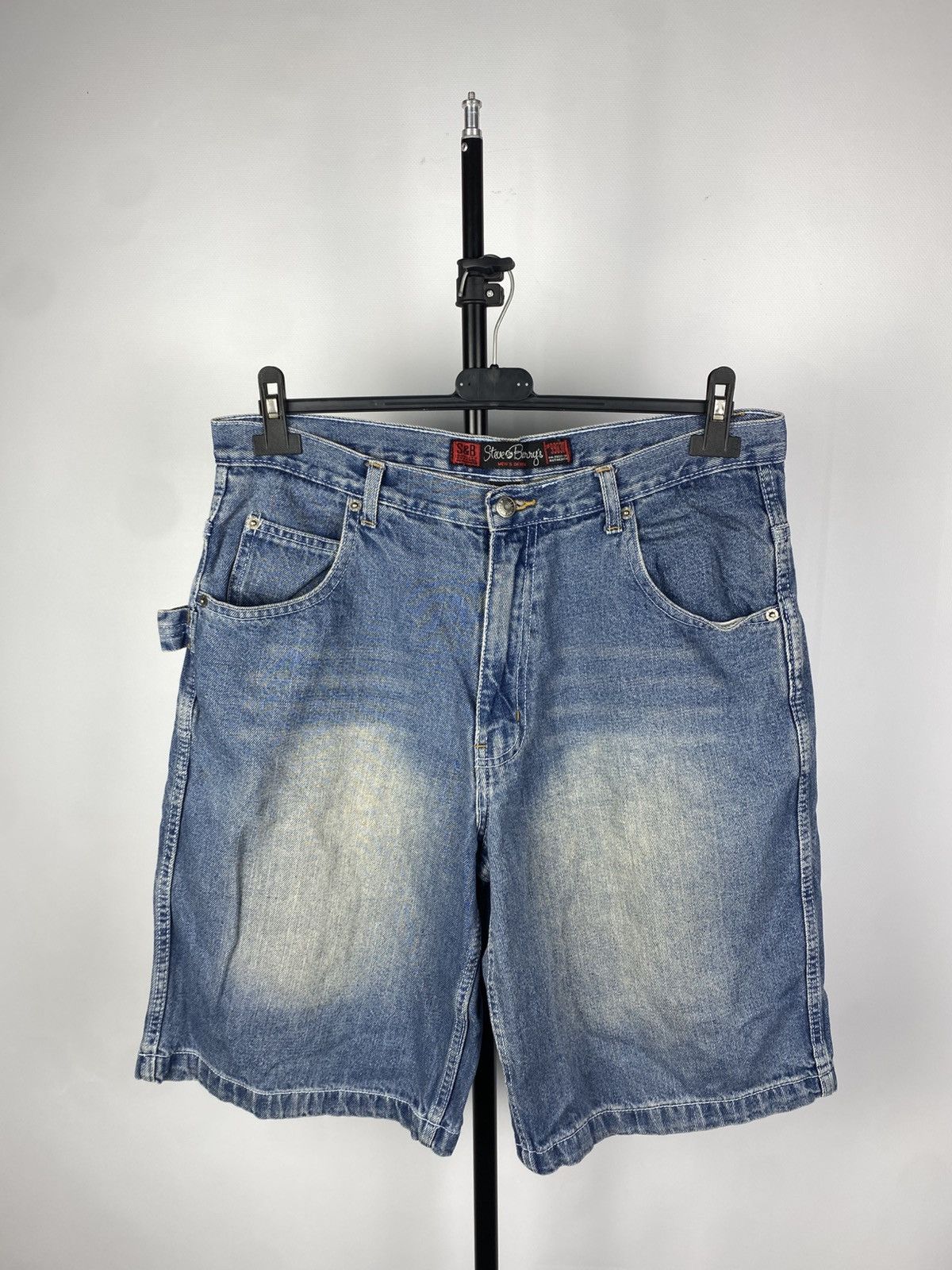 Designer × Japanese Brand × Vintage Vintage Y2K Baggy Stonewashed Carpenter Jean Shorts Size US 33 - 1 Thumbnail