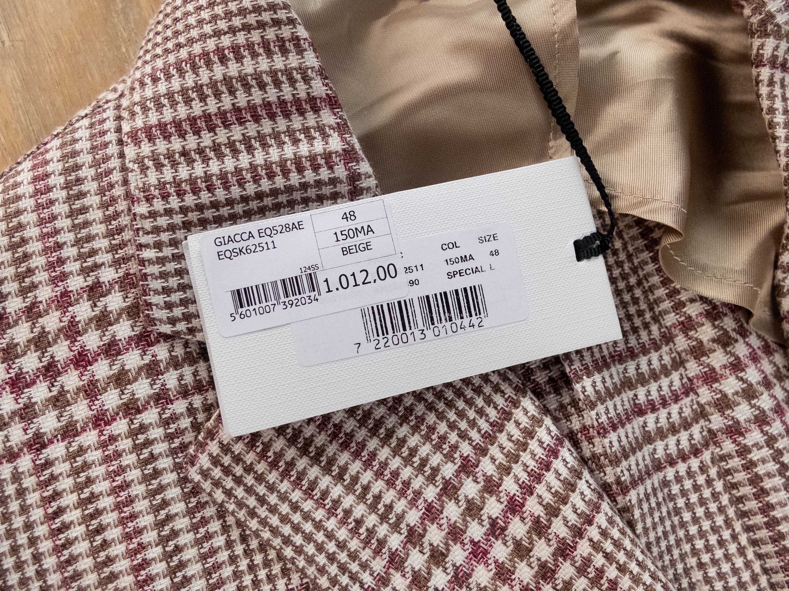 Lardini LARDINI beige glen plaid cotton linen sportcoat 38 48 Size 38R - 6 Thumbnail