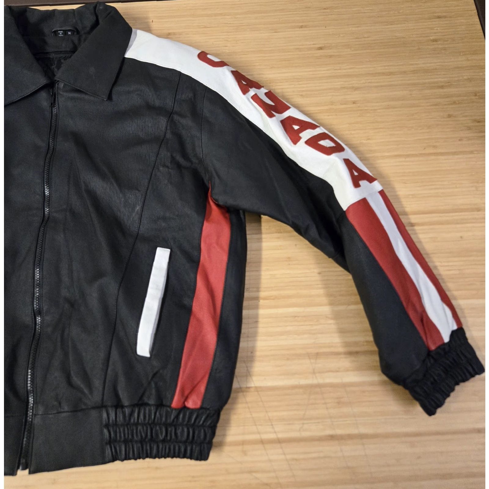 Vintage VINTAGE Ziptex Leather Jacket Mens M Black Red Canada Maple Leaf Flag Bomber 90s Style Size US M / EU 48-50 / 2 - 2 Thumbnail