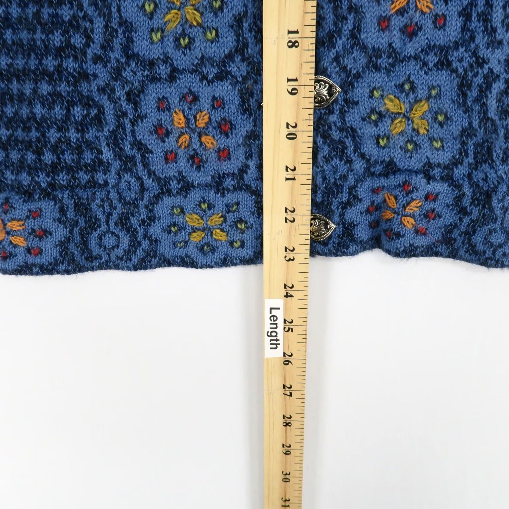 Vintage Tabask Sweater Womens S Blue Cardigan Floral Embroidered Alpaca Blend Size S / US 4 / IT 40 - 5 Thumbnail