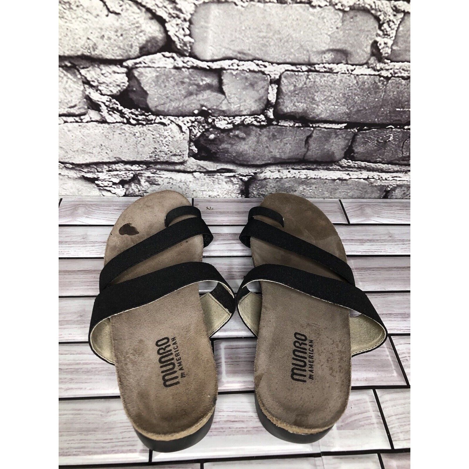 Other Munro American Black Textile Toe Slides Cork Wedge Sandals W Size US 6 / IT 36 - 5 Thumbnail
