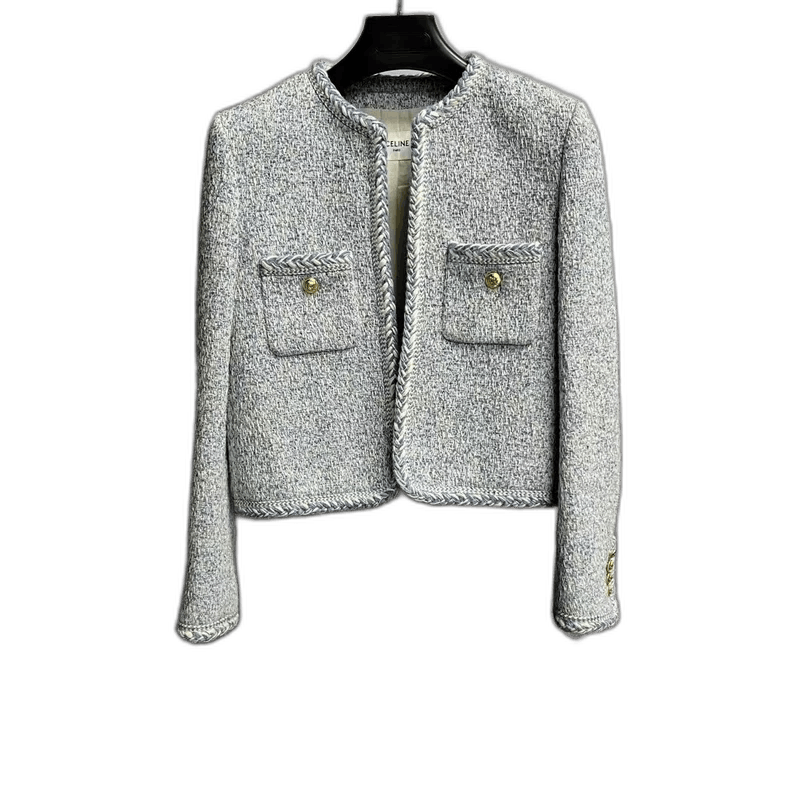 Celine Celine Light Blue Tweed Long Sleeve Jacket Size ONE SIZE - 1 Thumbnail