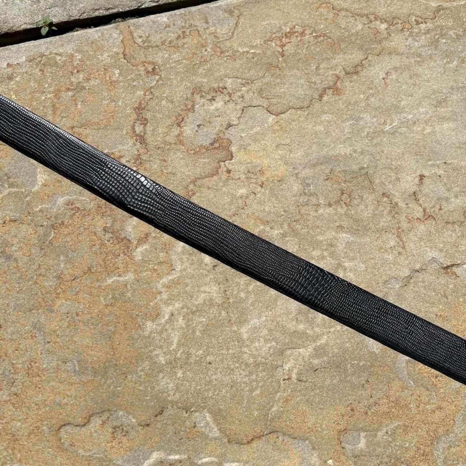 Vintage Vintage 80s Black Blue Leather Belt Size ONE SIZE - 3 Thumbnail