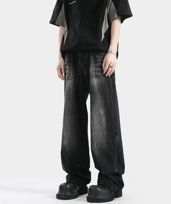 Japanese Brand × Jean High street lightning pattern trendy handsome straight jeans Size US 32 / EU 48 - 3 Thumbnail