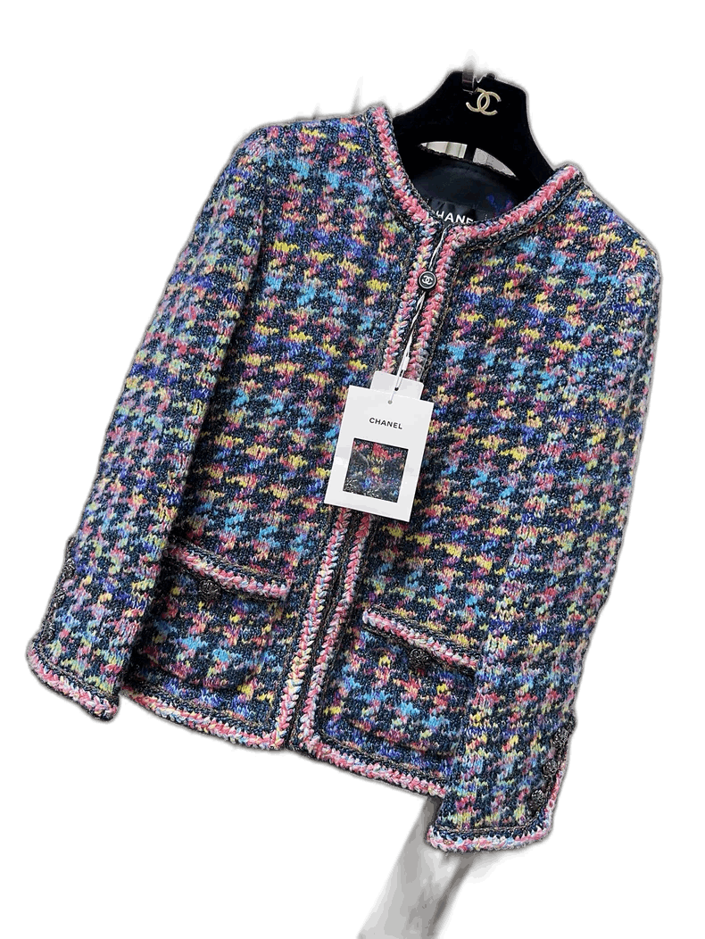 Chanel Chanel Colorful Houndstooth Tweed Jacket Size M / US 6-8 / IT 42-44 - 1 Thumbnail
