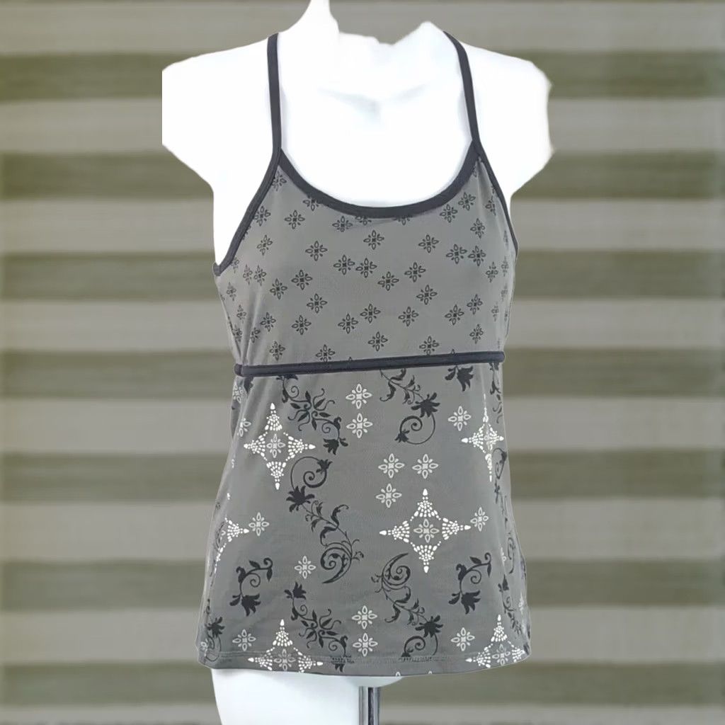 Tek Gear Tek Gear Halter Tank Top S Gray Floral Shelf Bra Racer Back Work Out Yoga Gym Women Size S / US 4 / IT 40 - 1 Thumbnail
