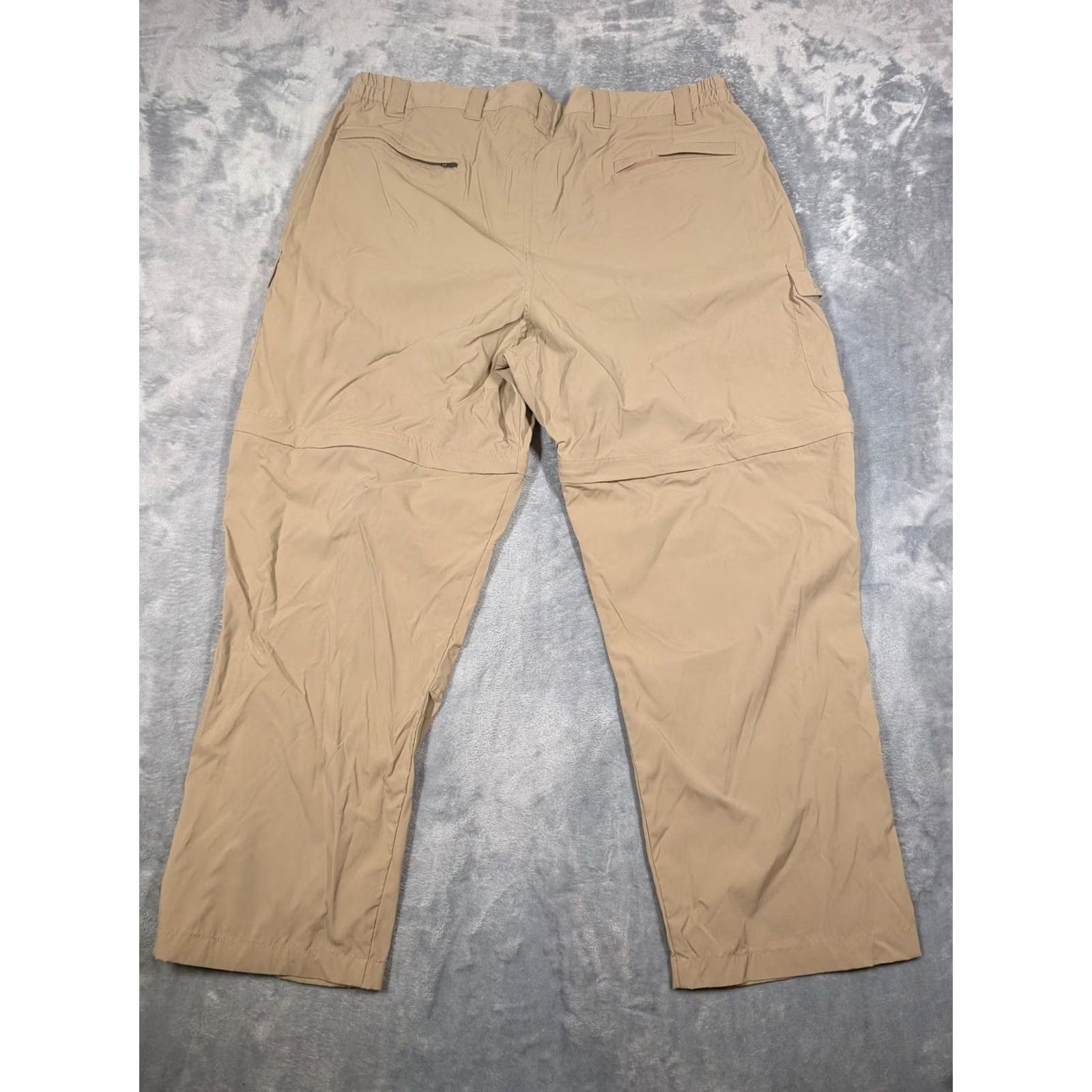 Vintage LL Bean Pants Mens XL Beige Convertible Cargo Hiking Nylon Stretch Zip Pocket Mens Relaxed Straight Leg KHaki Pant Size US 36 / EU 52 - 6 Thumbnail