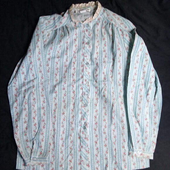 Other Vintage Changing Scene Floral Pearl Snap Lace Collar Shirt Size M / US 6-8 / IT 42-44 - 2 Thumbnail