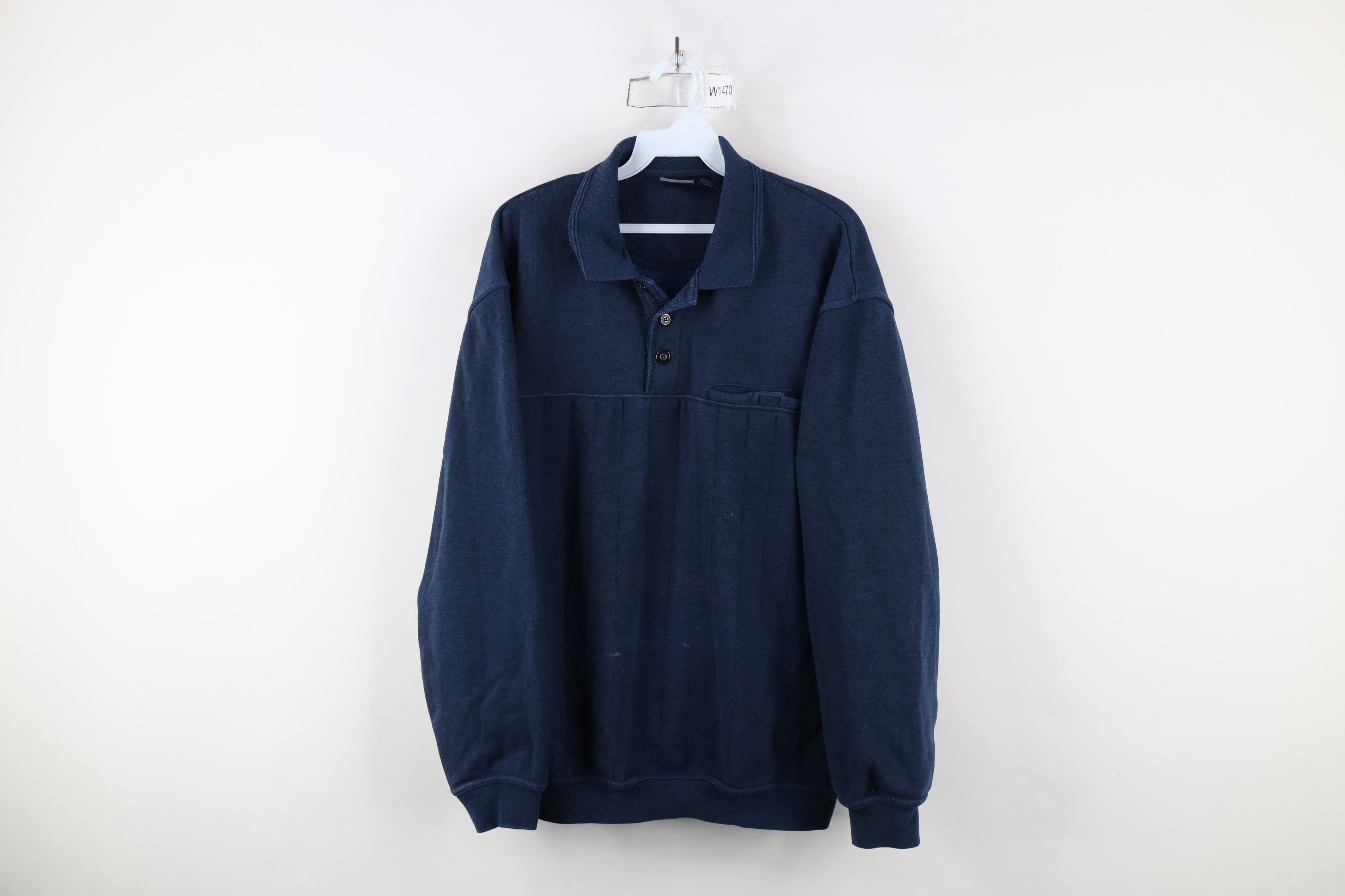 Vintage Vintage 90s Streetwear Collared Pullover Sweatshirt Blue Size US XL / EU 56 / 4 - 1 Thumbnail