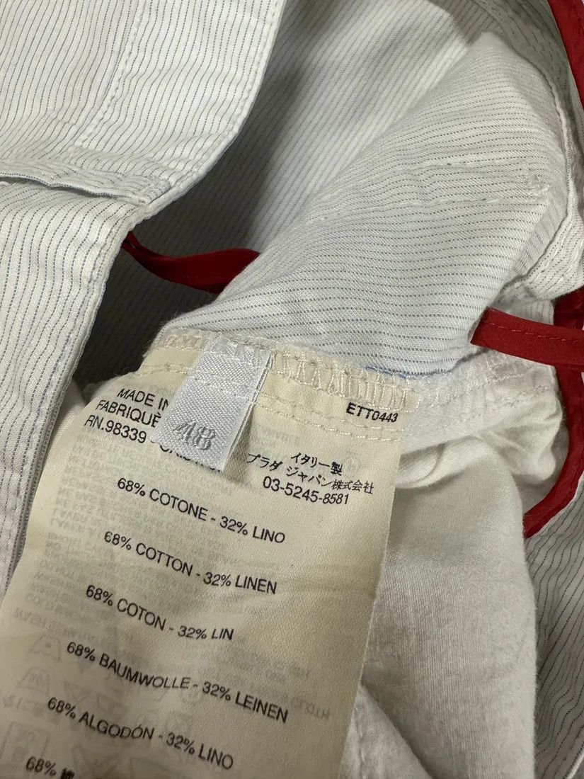 Designer × Prada × Vintage 2000s Prada Linea Rossa White Striped Pants Size US 32 / EU 48 - 9 Thumbnail