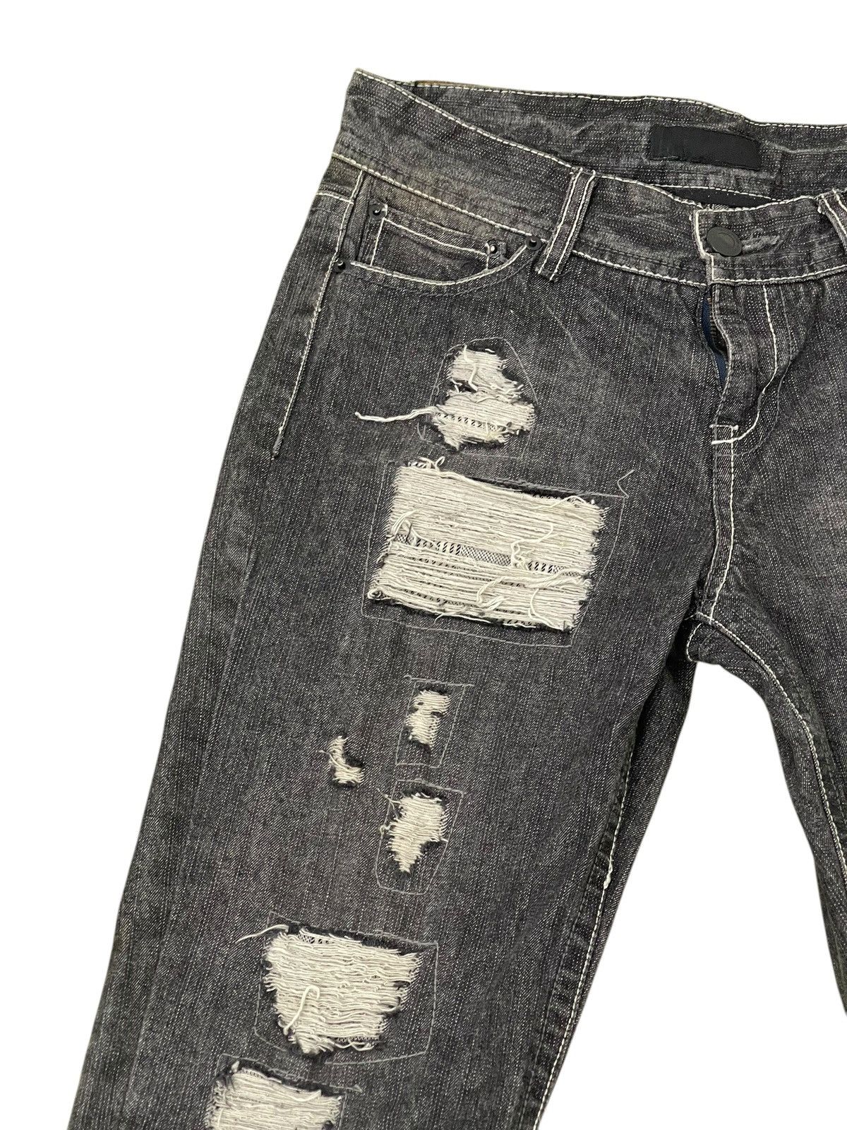 Japanese Brand Flare Jeans Sparkle Patchwork Low Rise Boot Cut 1🟦3 Size US 29 - 9 Thumbnail