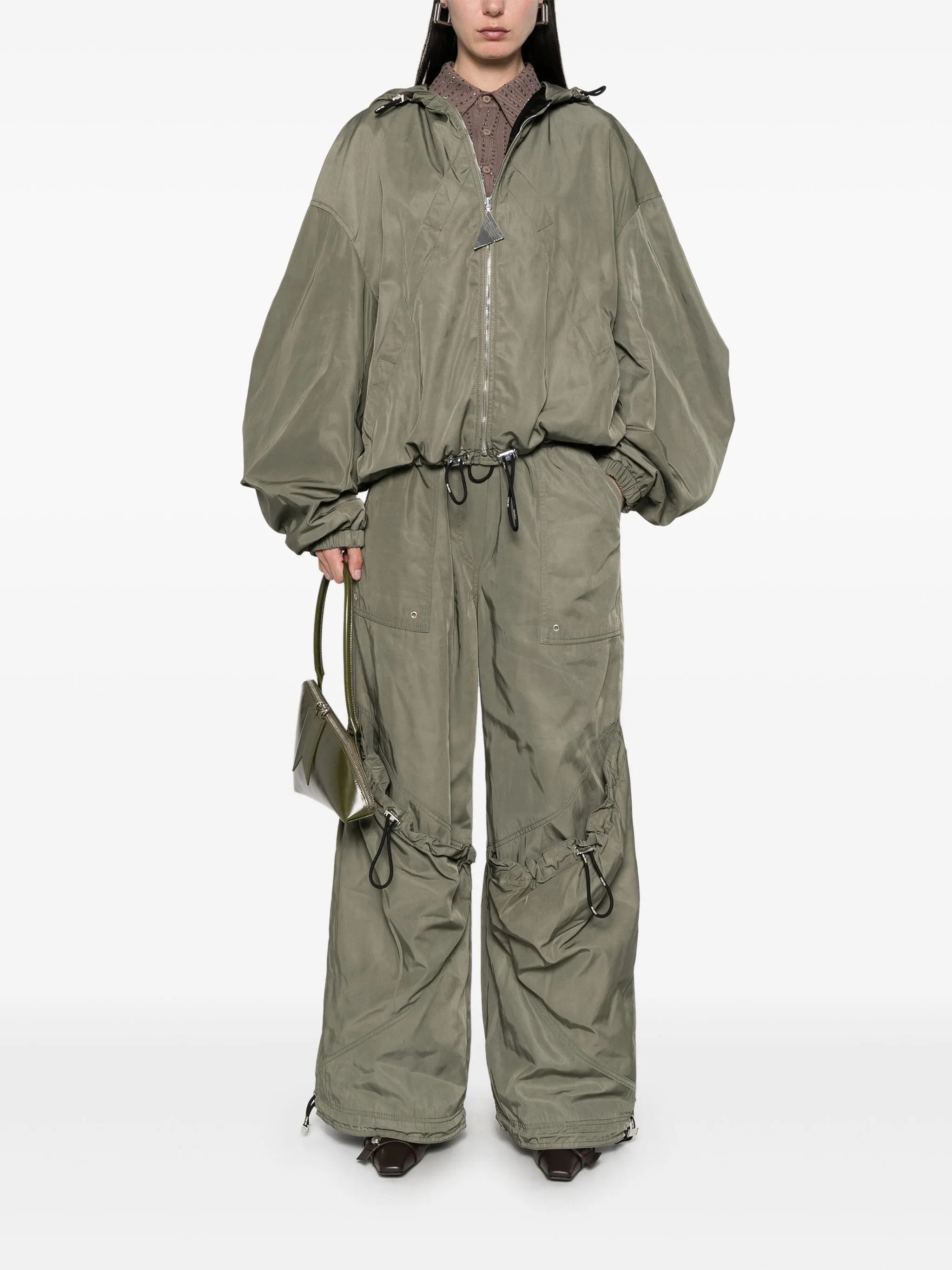 The Attico o1s22i1n0325 Elasticated Loose Fit Trousers Military Green Size 27" / US 4 / IT 40 - 2 Thumbnail