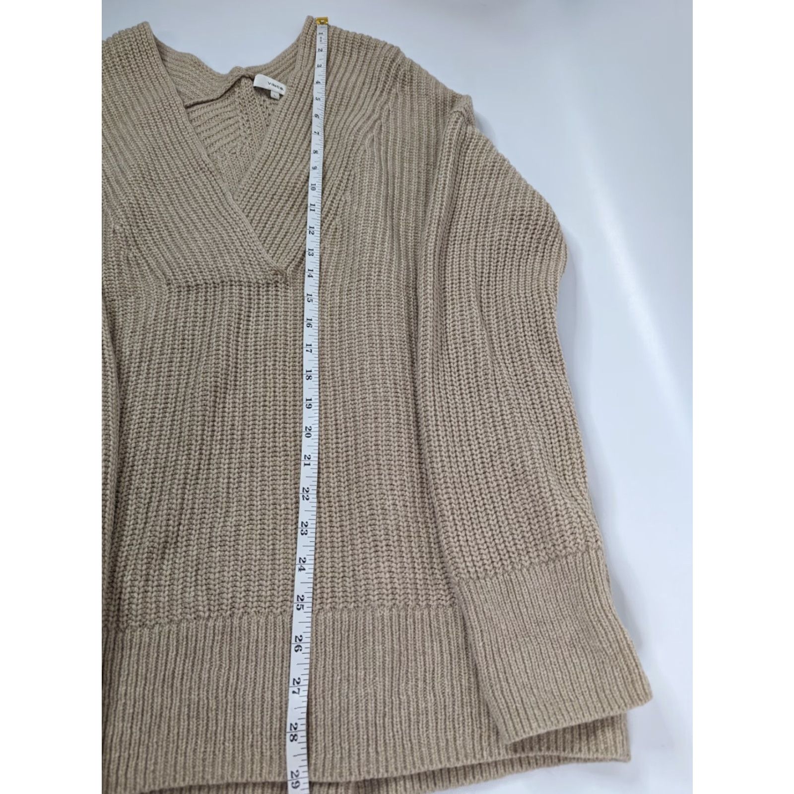 Vince Vince Wool-Blend V-Neck Tunic Long Sleeve Women Beige L Size Large Size L / US 10 / IT 46 - 5 Thumbnail