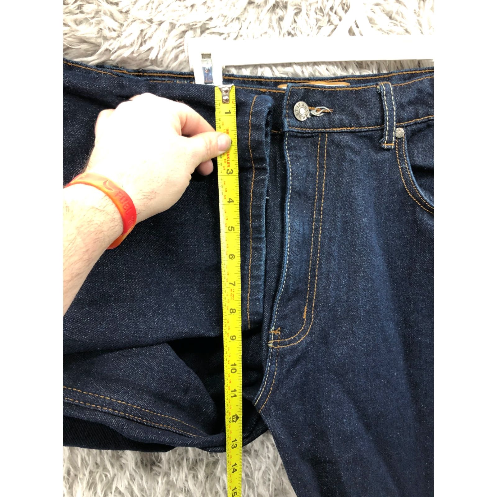 Denime Trust Jeans Mens Mid Rise Straight Leg Dark Wash Blue Denim Jeans 36x32 Regular Belt Loops 5-Pocket Size US 36 / EU 52 - 4 Thumbnail