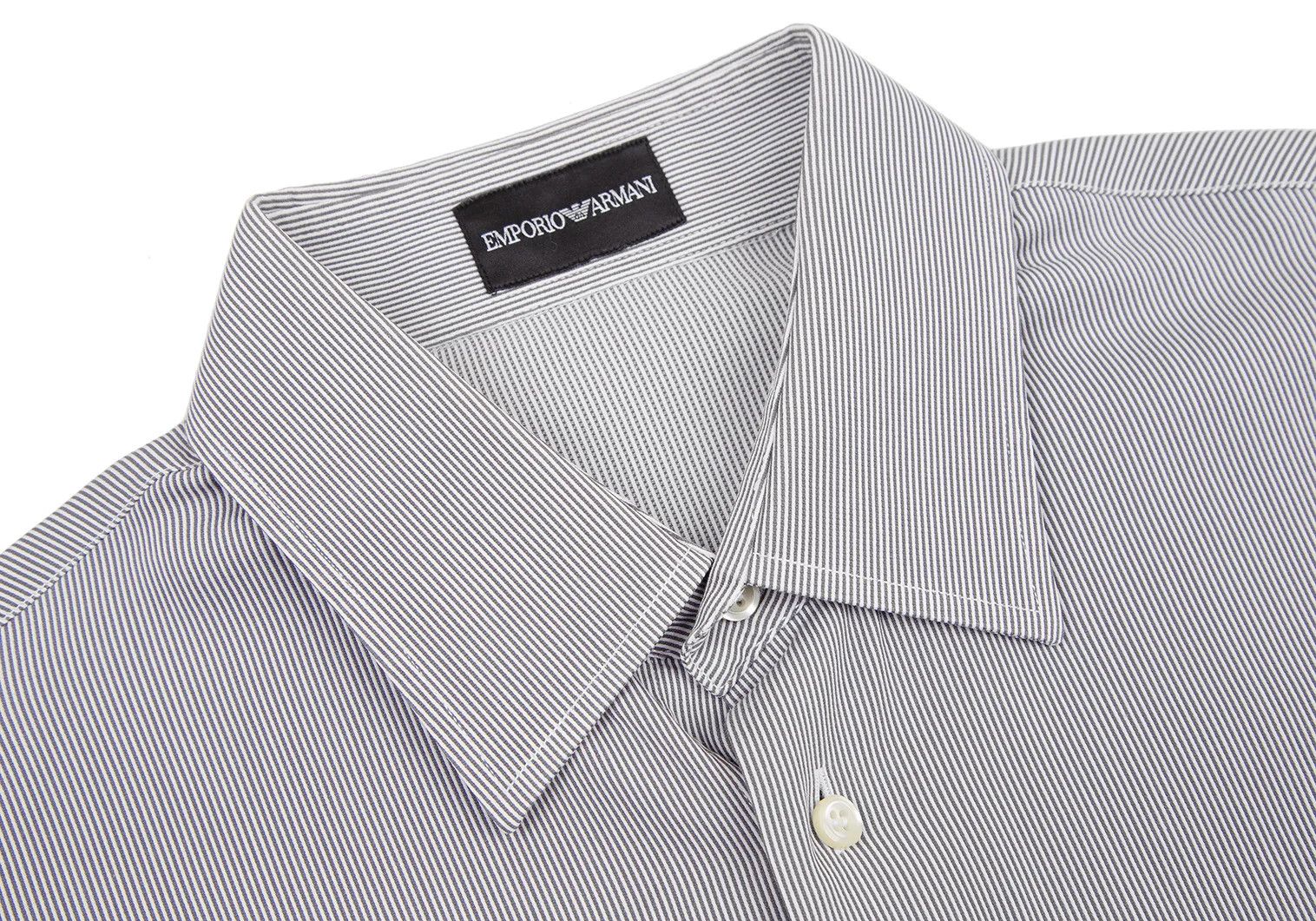 Emporio Armani Striped Shirt in White and Gray, Size 41 Size US M / EU 48-50 / 2 - 3 Thumbnail
