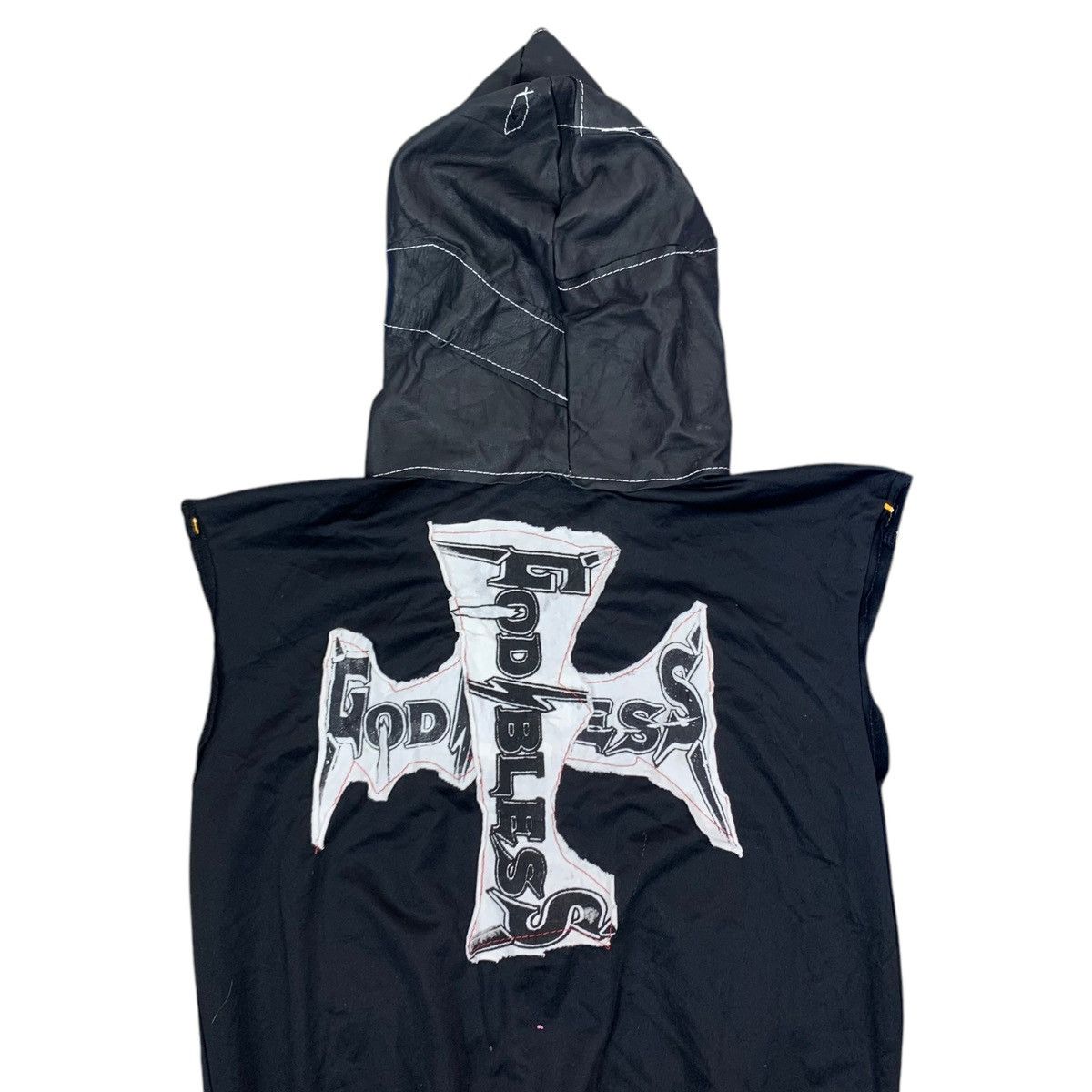 If Six Was Nine × Leather × Vintage VINTAGE GOD BLESS PUNK GOTHIC LEATHER VEST JACKET PATCH WORK Size US M / EU 48-50 / 2 - 2 Thumbnail