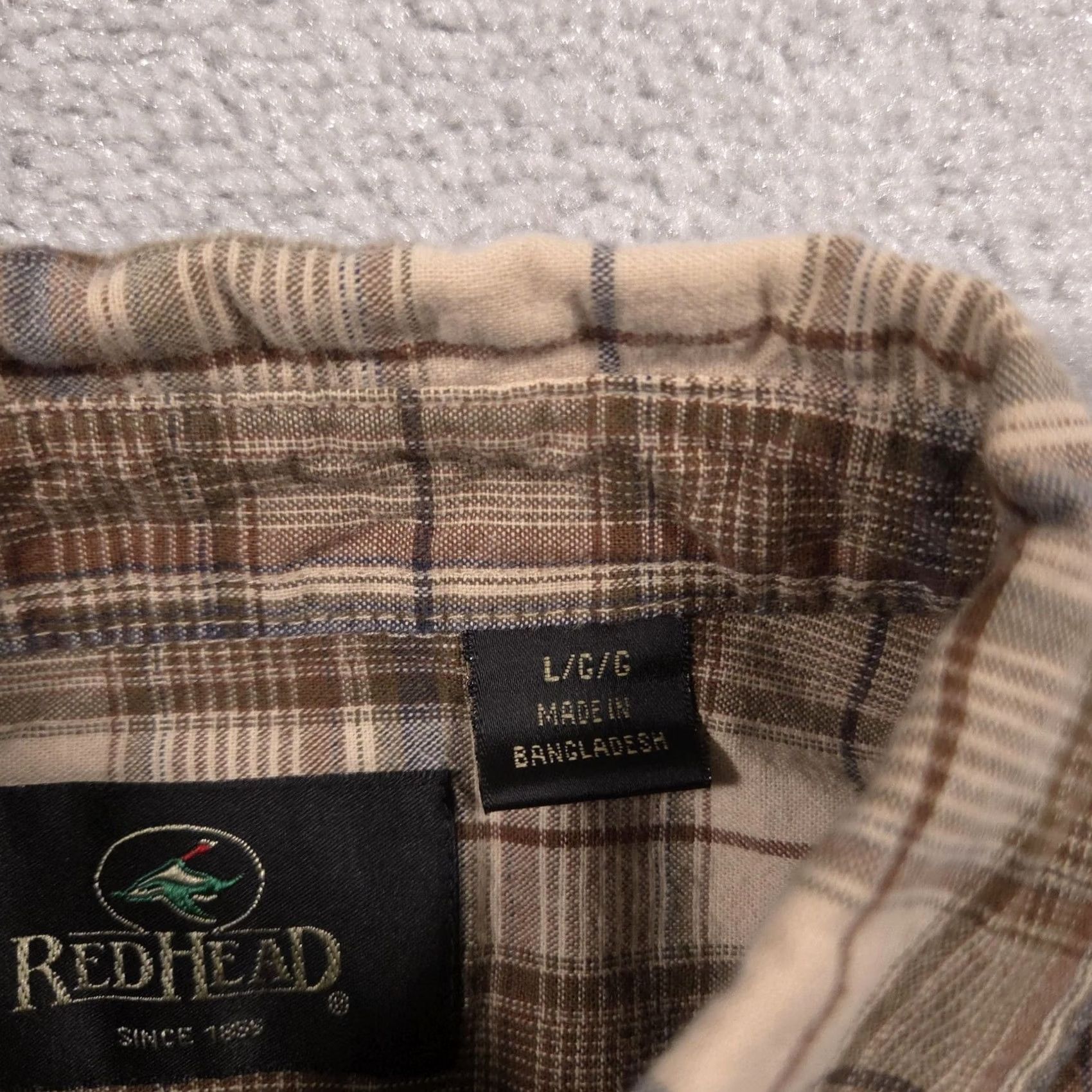 Vintage RedHead Shirt Mens Large Brown Plaid Short Sleeve Button-Front Pocketed Size US L / EU 52-54 / 3 - 7 Thumbnail
