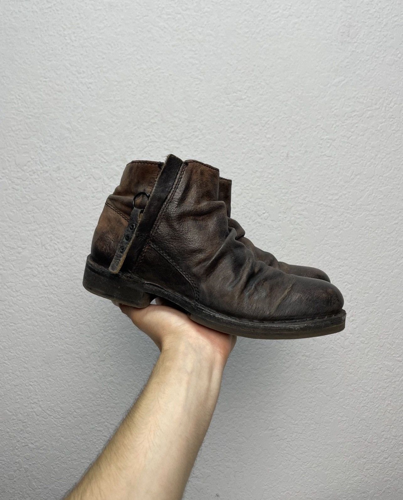 If Six Was Nine Vintage Italian AS 98 Rick Owens Style Leather Biker Boots Size US 8 / IT 38 - 2 Thumbnail