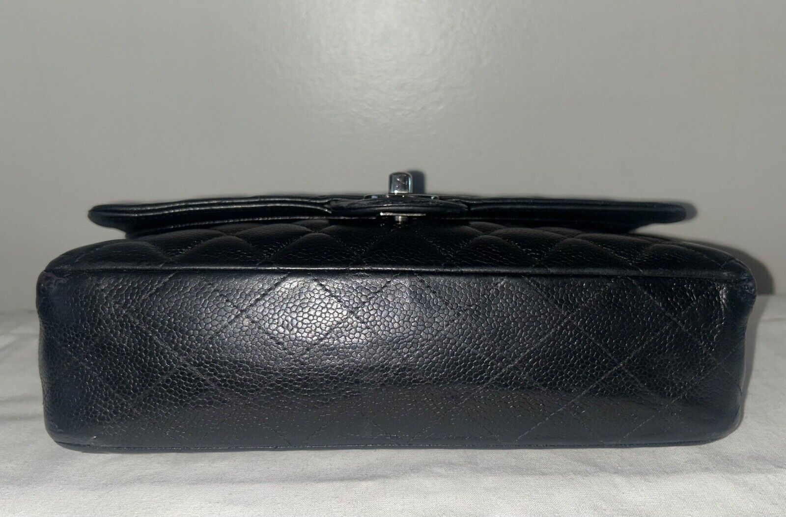 Chanel CHANEL Medium Double Flap Quilted Caviar Leather Bag Black Size ONE SIZE - 10 Thumbnail