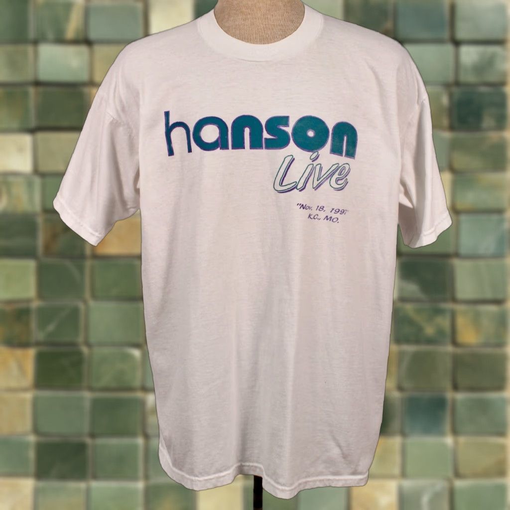 Fruit Of The Loom VINTAGE Men's Hanson Live 1997 White TShirt XL 1990s Band Tour Shirt 90s Graphic Tee Mens Size US XL / EU 56 / 4 - 1 Thumbnail