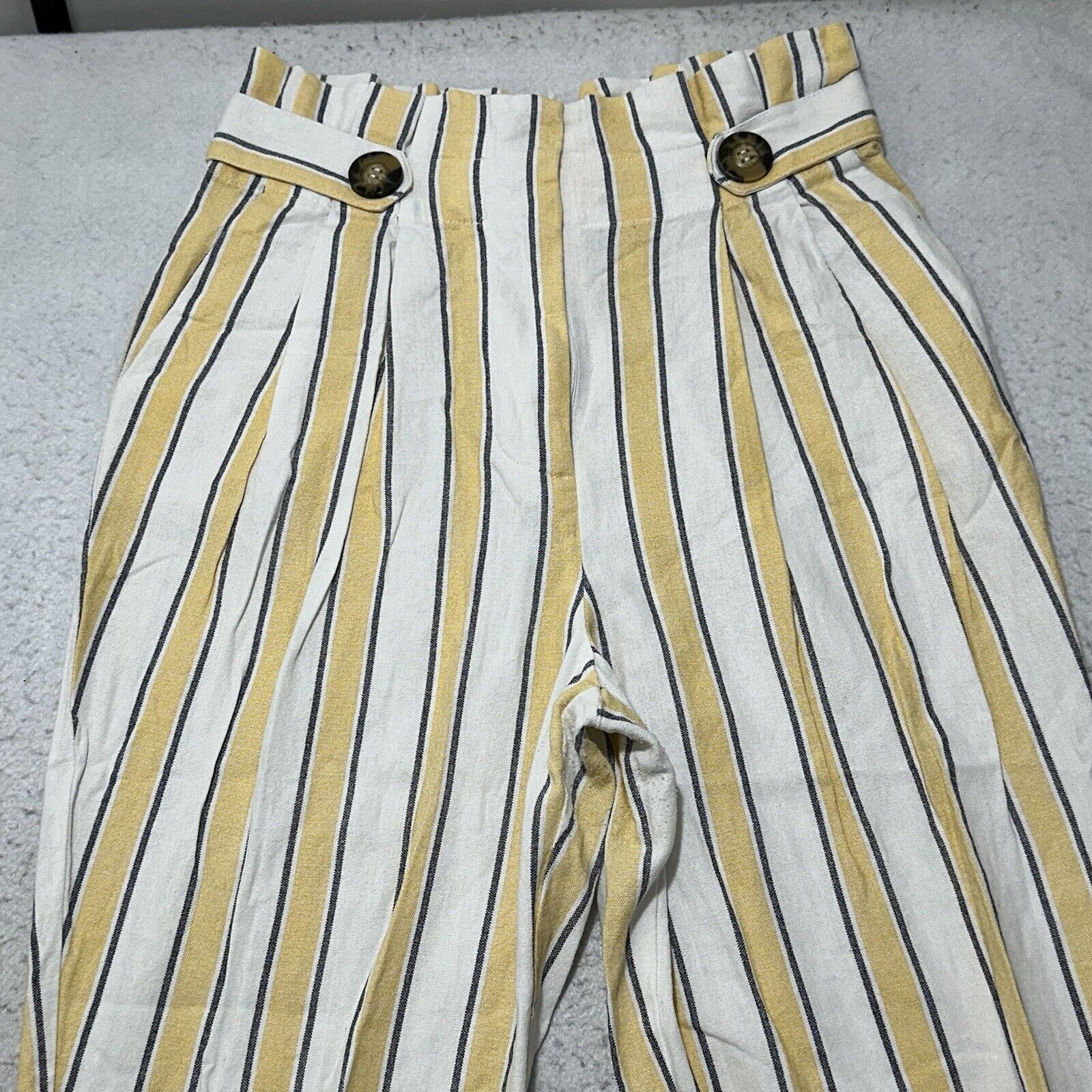 Topshop Top Shop 8 Summer Striped Yellow White High Waisted Pants Size 30" / US 8 / IT 44 - 2 Thumbnail