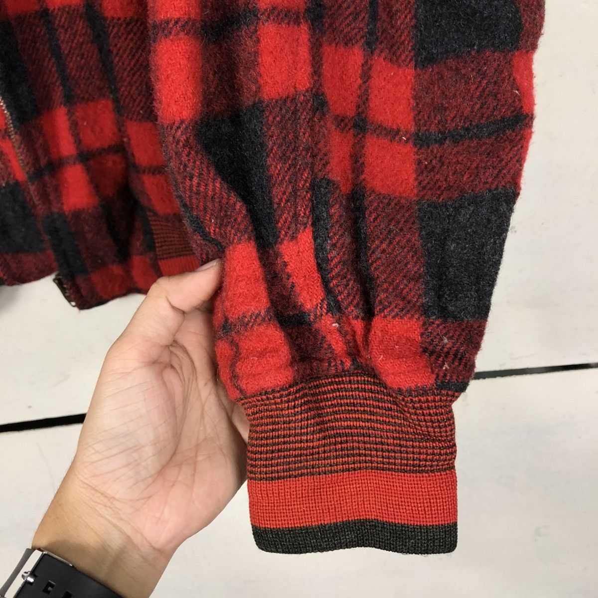 Japanese Brand VINTAGE WOOL HERRINGBONE BOMBER JACKET MESSAGE ISSEY MIYAKE Size US M / EU 48-50 / 2 - 17 Thumbnail