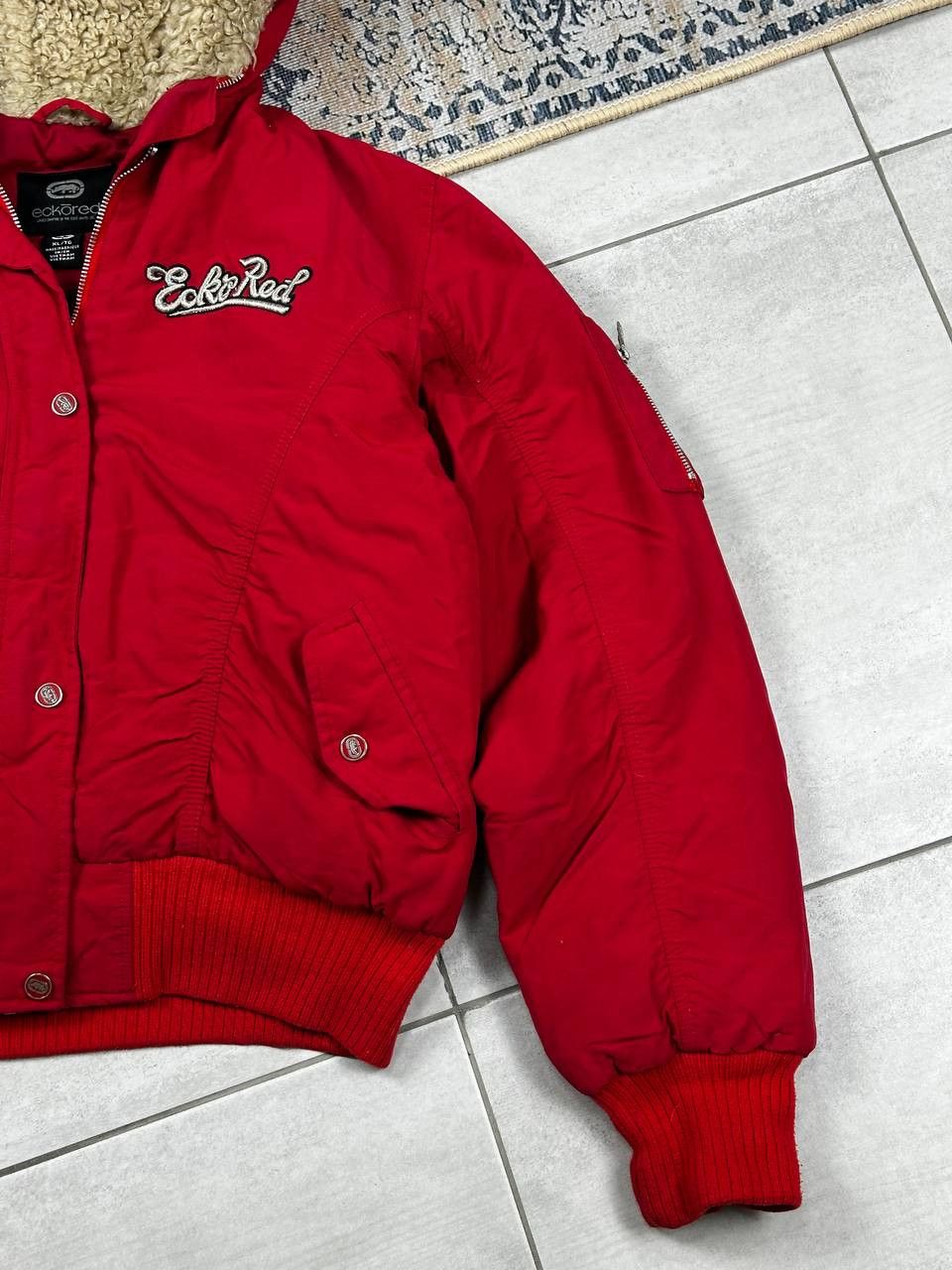 Ecko Unltd. × Southpole Crazy Thick Ecko Unltd Red Fur Y2K Rap SK8 Bomber Jacket Size US XL / EU 56 / 4 - 5 Thumbnail