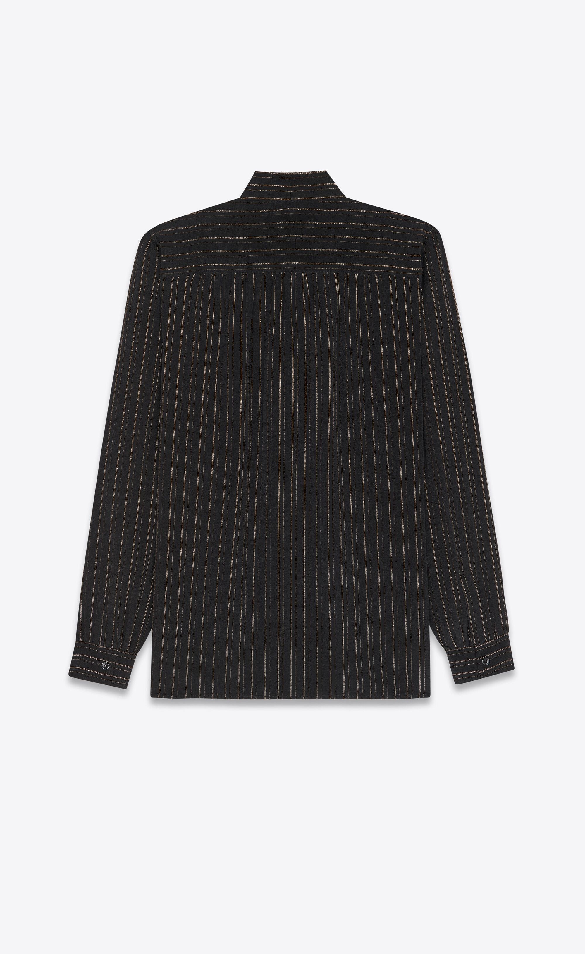 Saint Laurent Paris o1bcso1str0924 Lavalliere-Neck Shirt in Black Size US XXS / EU 40 - 3 Thumbnail