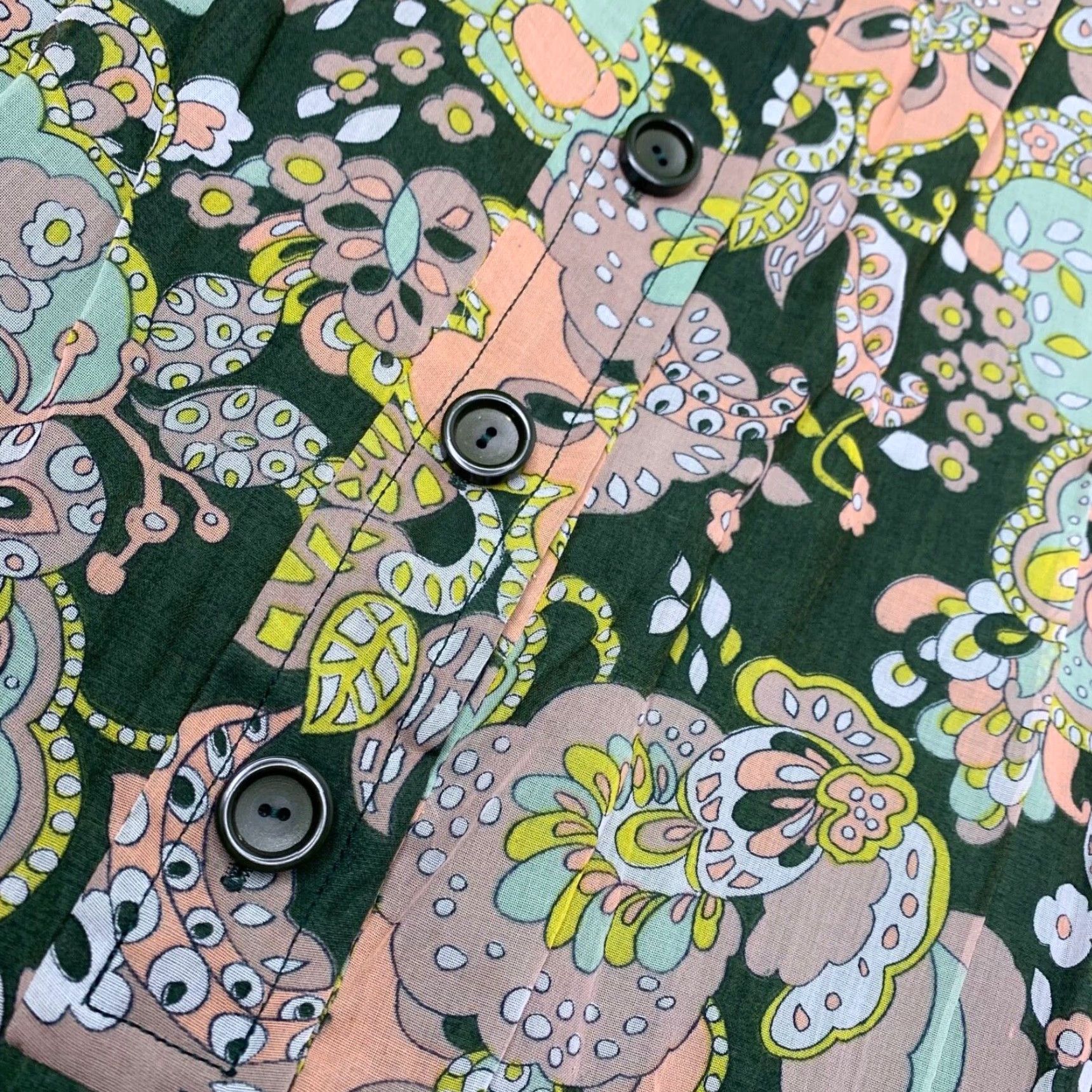 Vintage Vtg Marcek Fenez Designer Roland Klein Total Dress Vest Set Mod Flower Power 1960s Size XL / US 12-14 / IT 48-50 - 7 Thumbnail