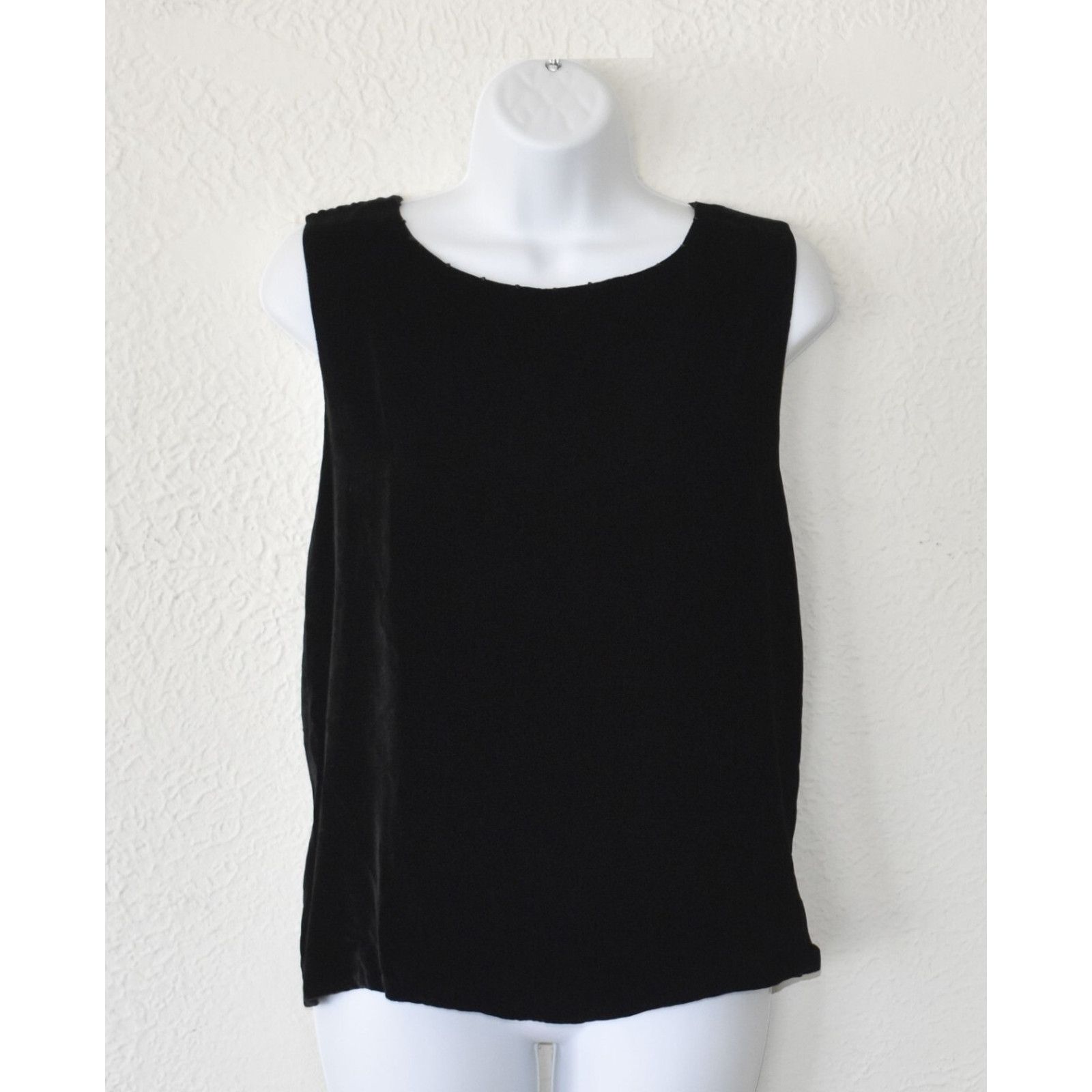 Eileen Fisher EILEEN FISHER Black Velvet Crystal Embellished Tank Top Sz L Size L / US 10 / IT 46 - 2 Thumbnail