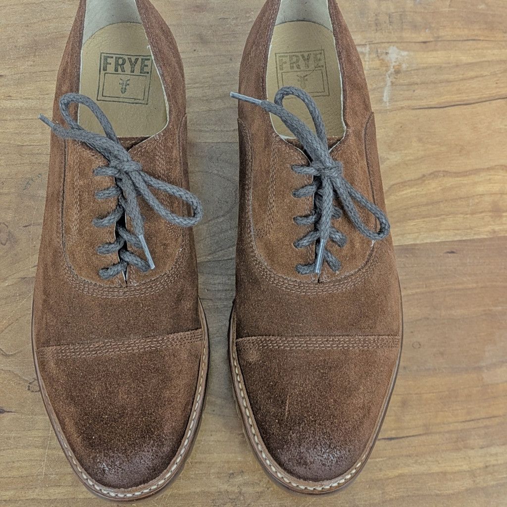 Frye Men's EUC FRYE Lug Sole Suede Captoe Oxford Shoes 10.5D Size US 10.5 / EU 43-44 - 7 Thumbnail