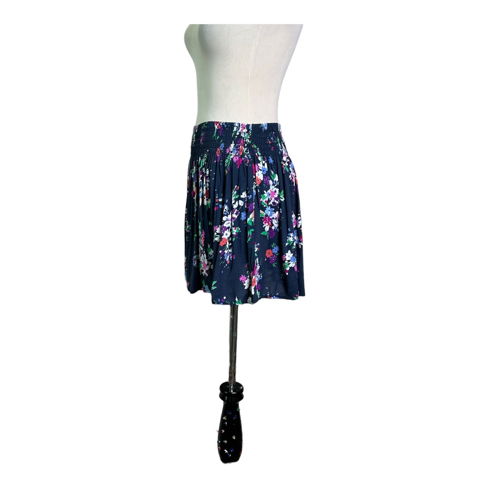 Express Express blue floral pull on pleated mini skirt size XS Size 28" / US 6 / IT 42 - 10 Thumbnail